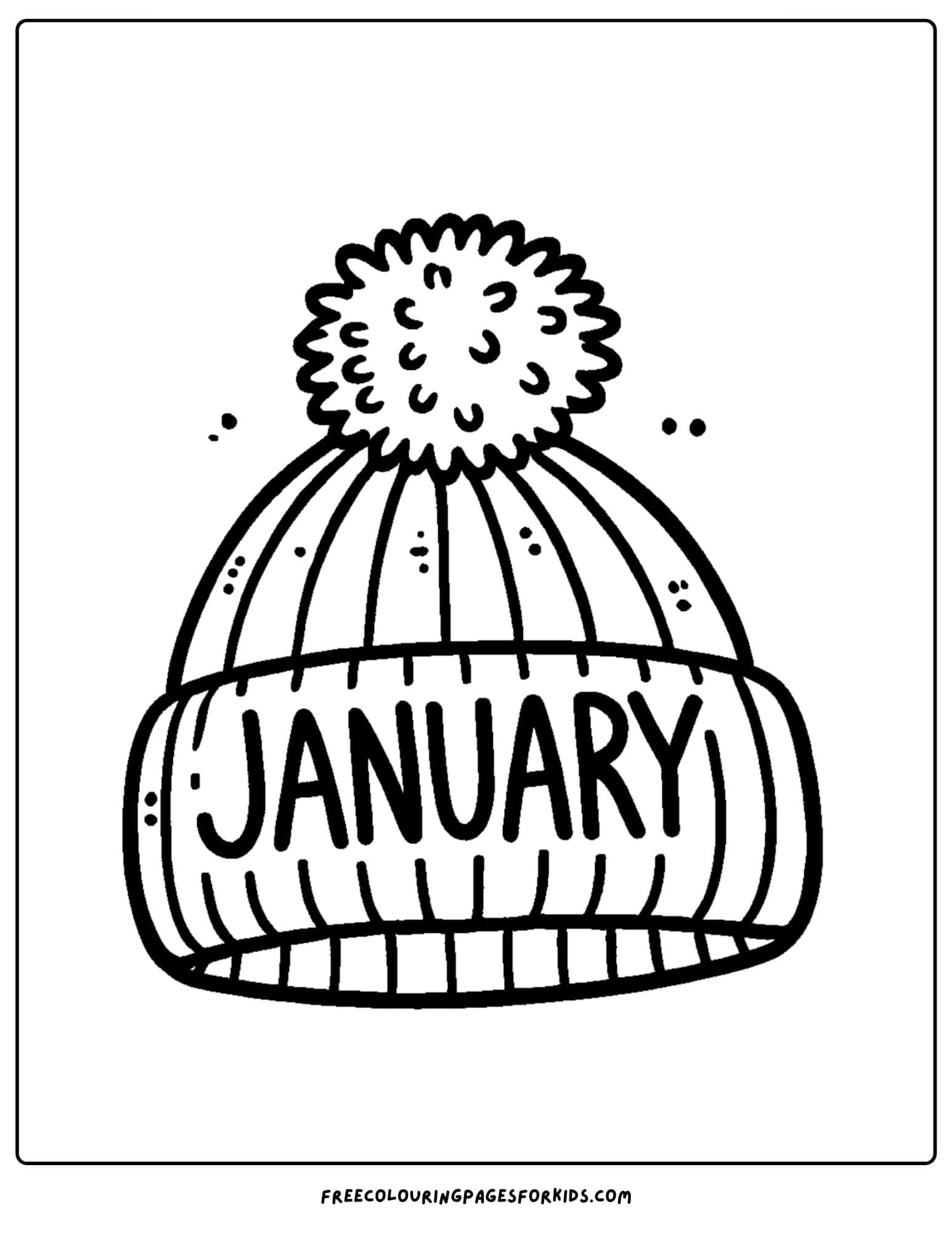 january winter beanie coloring page