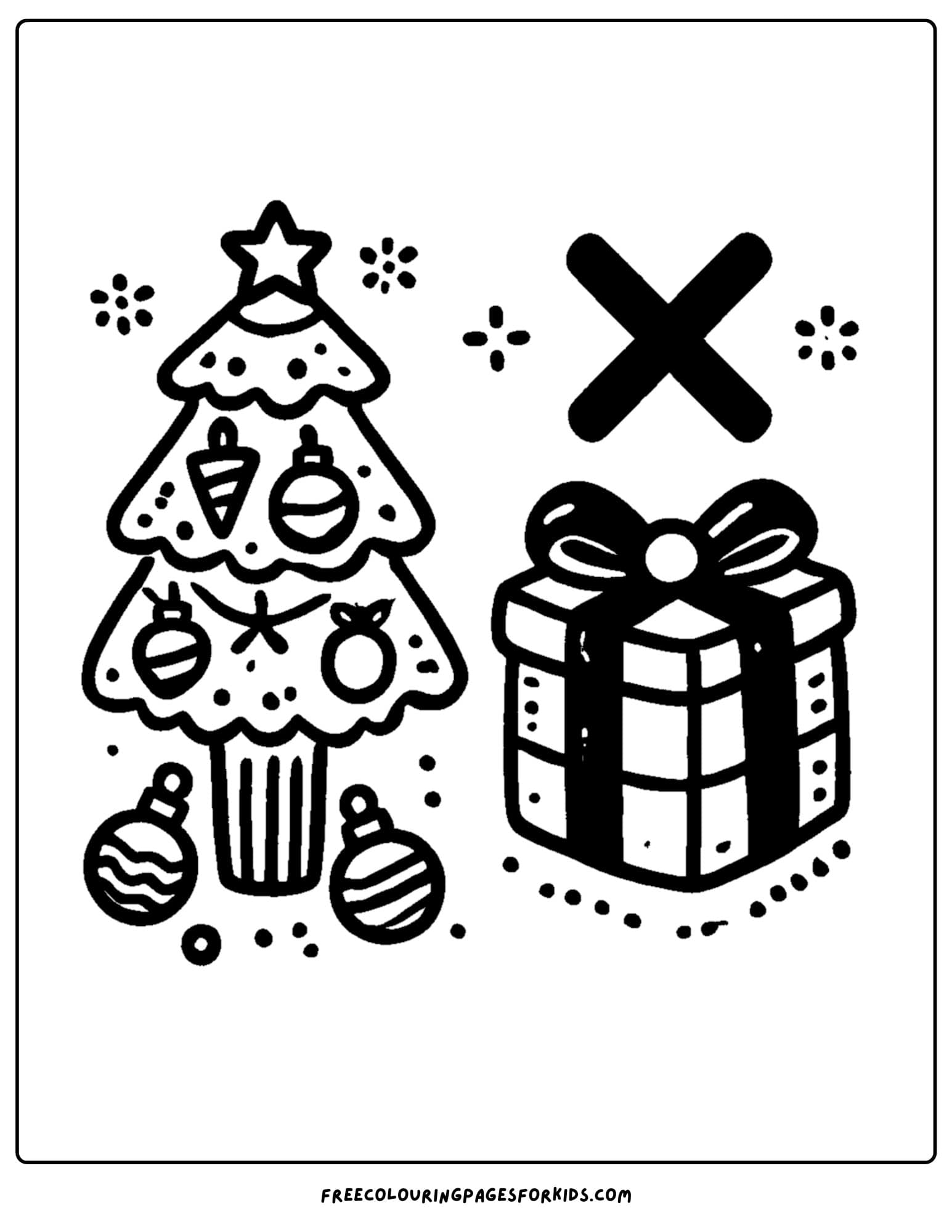 Letter X for xmas tree coloring page