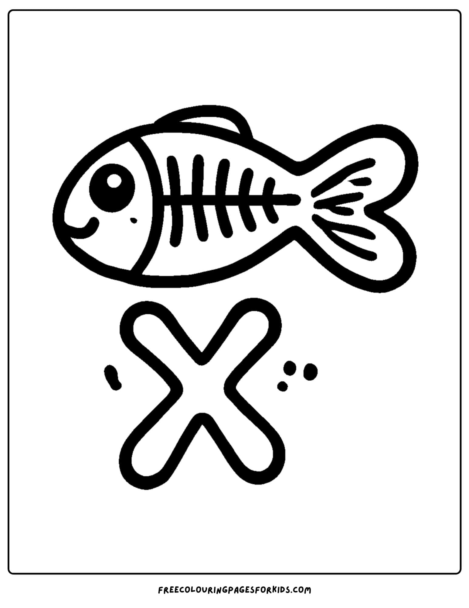 Letter X for xray fish coloring page