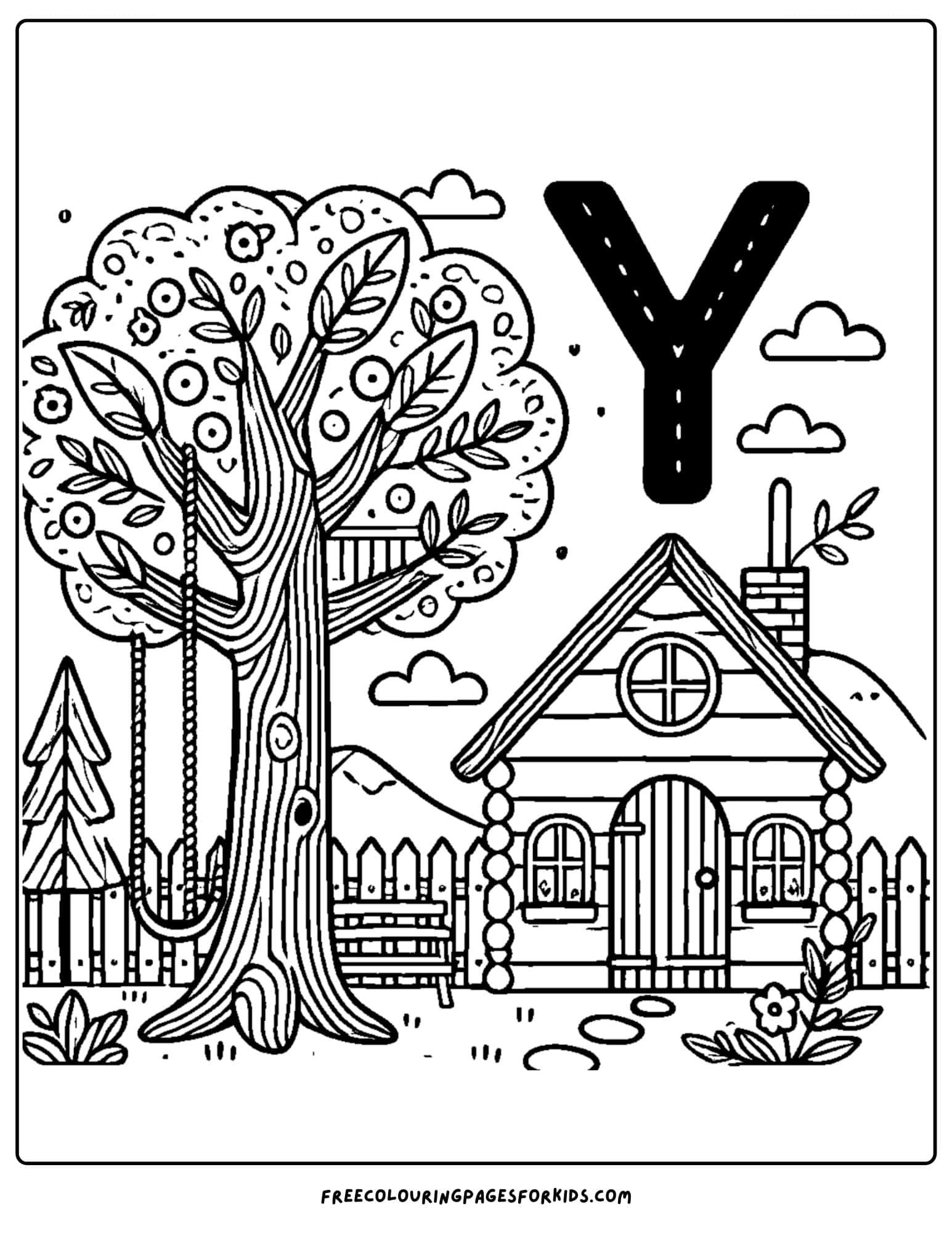 letter y for yard coloring page