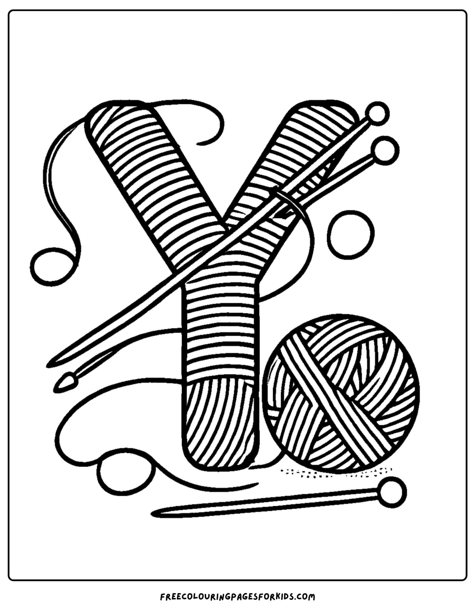 letter y for yarn coloring page