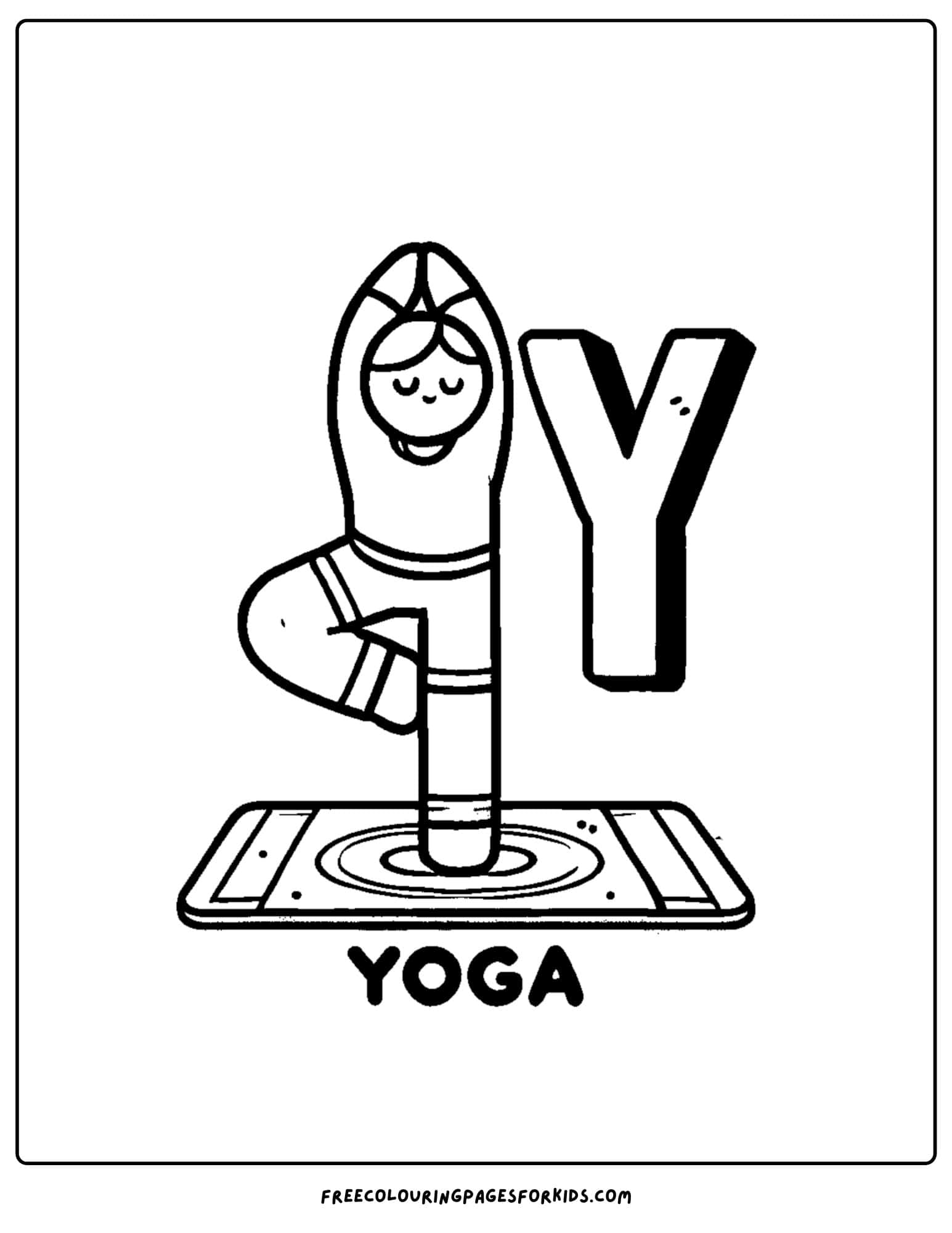 letter y for yoga coloring page