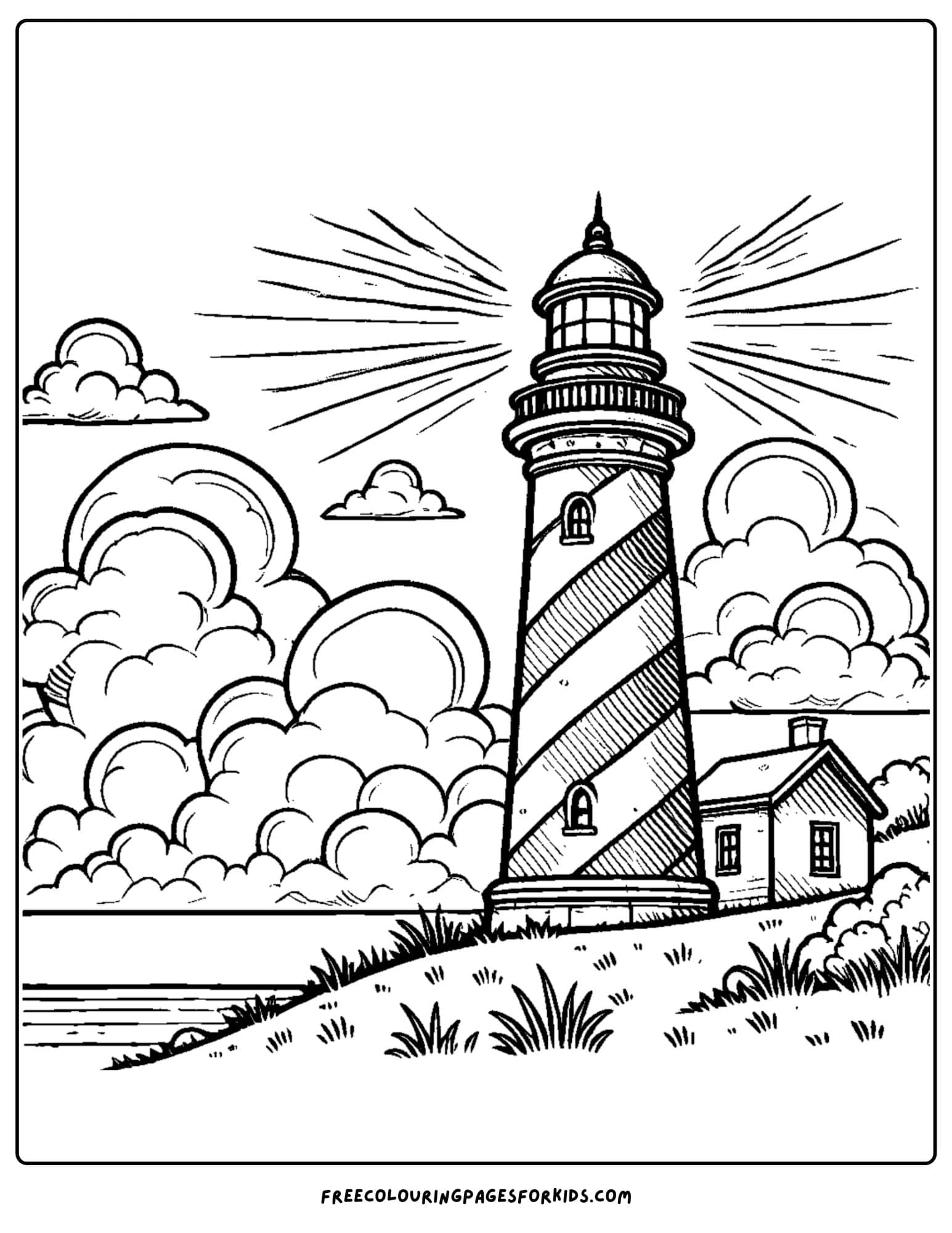 lighthouse on a hill coloring page