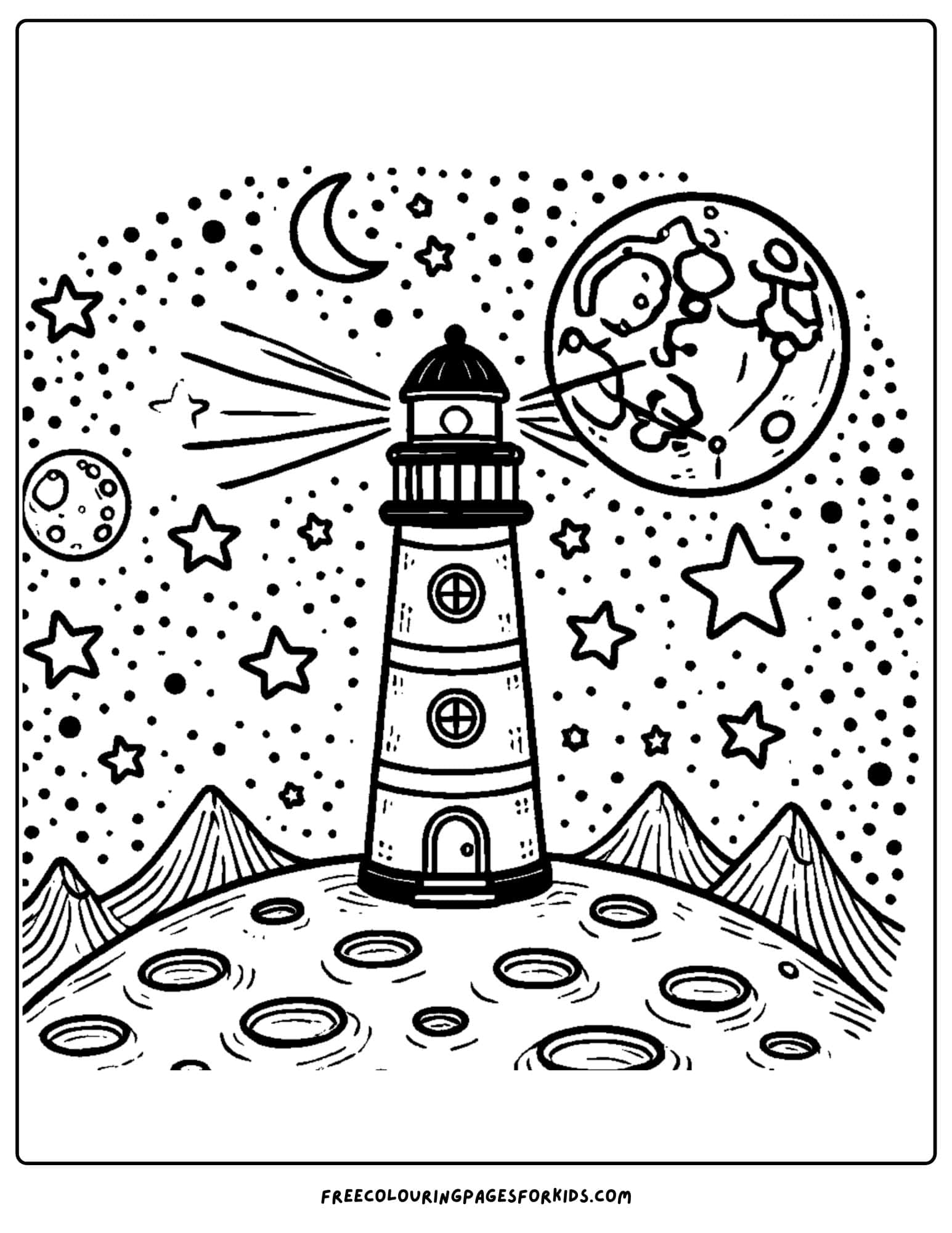 lighthouse on the moon coloring page