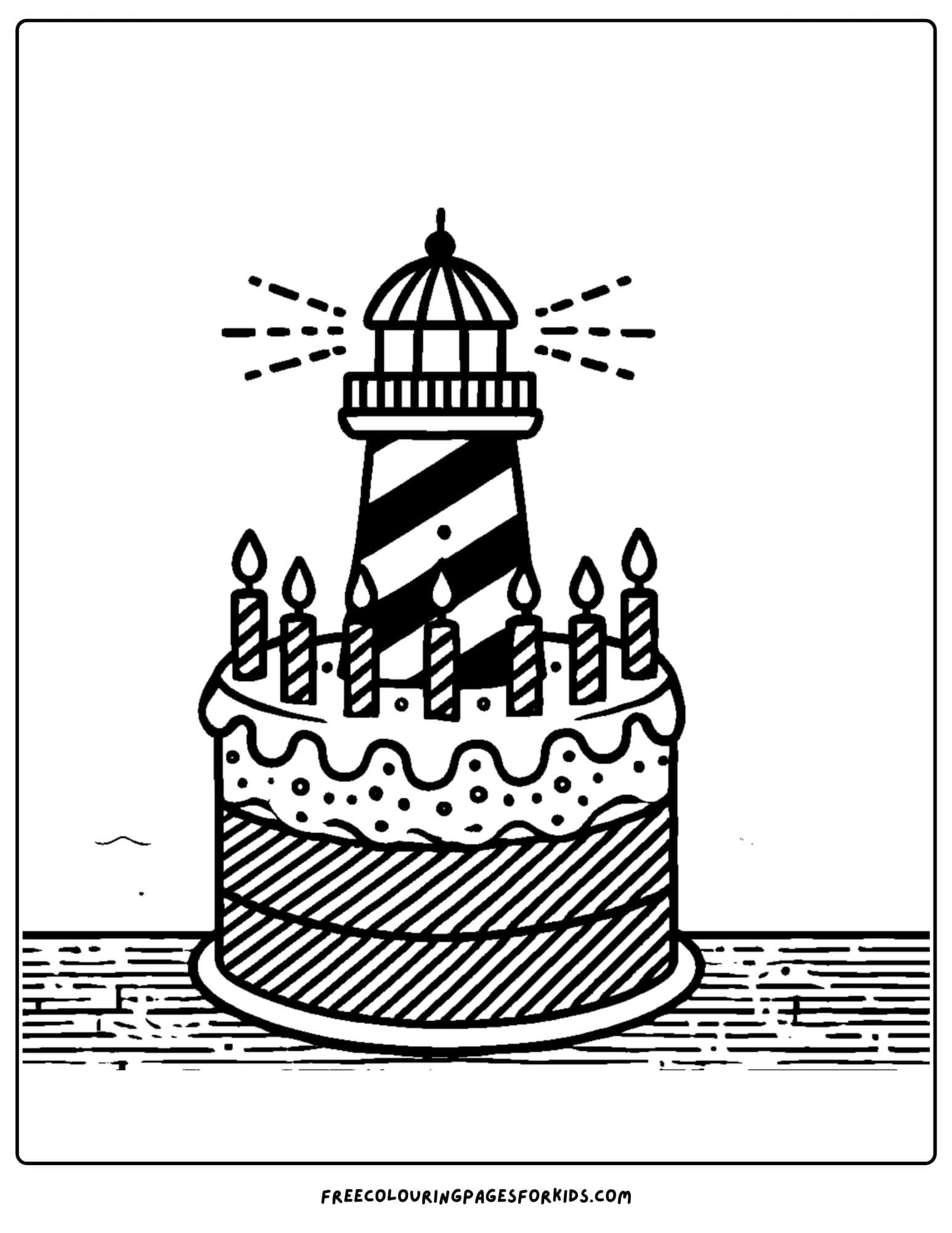 lighthouse birthday cake coloring page