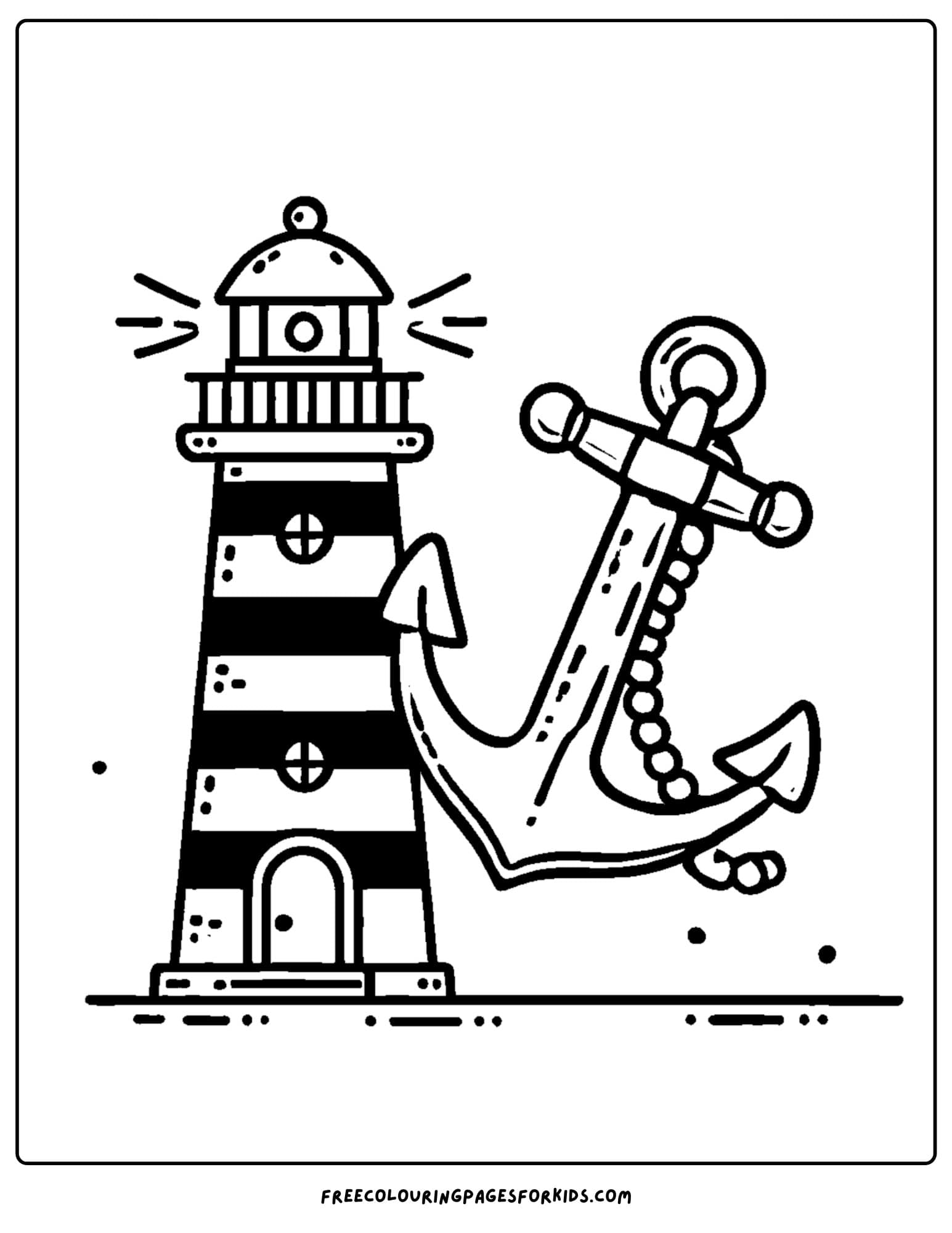 lighthouse and a giant anchor coloring page