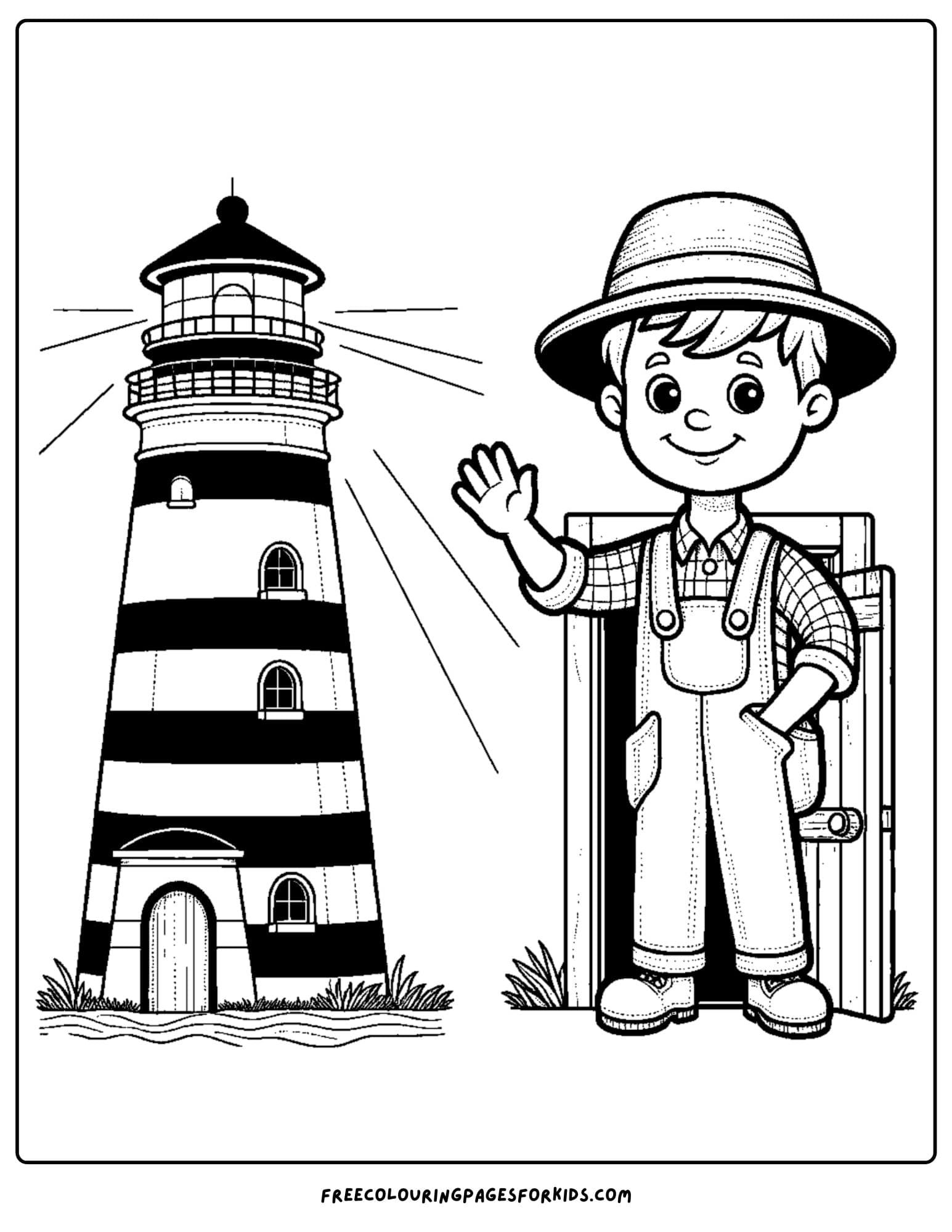 lighthouse with the lighthouse keeper coloring page