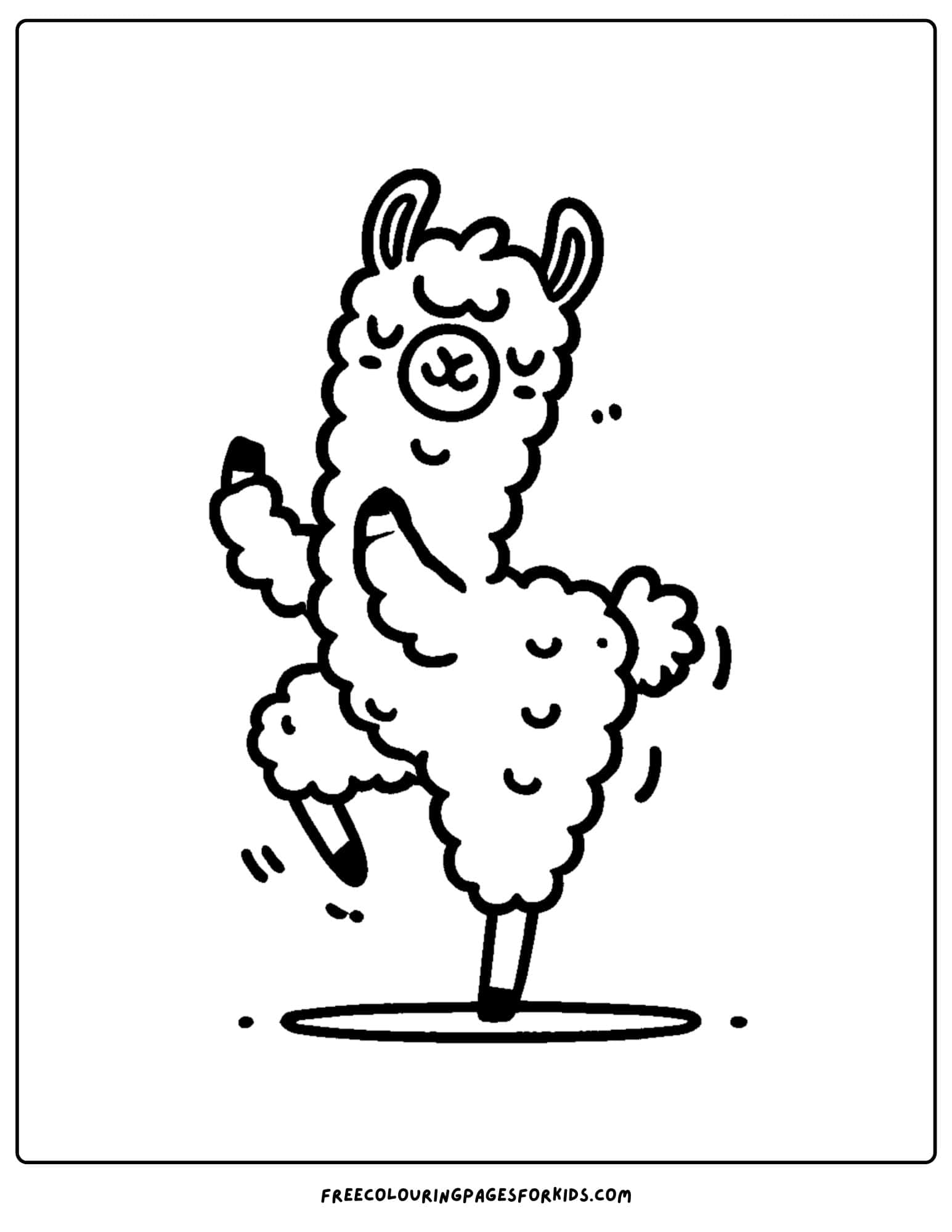 llama dancing coloring page