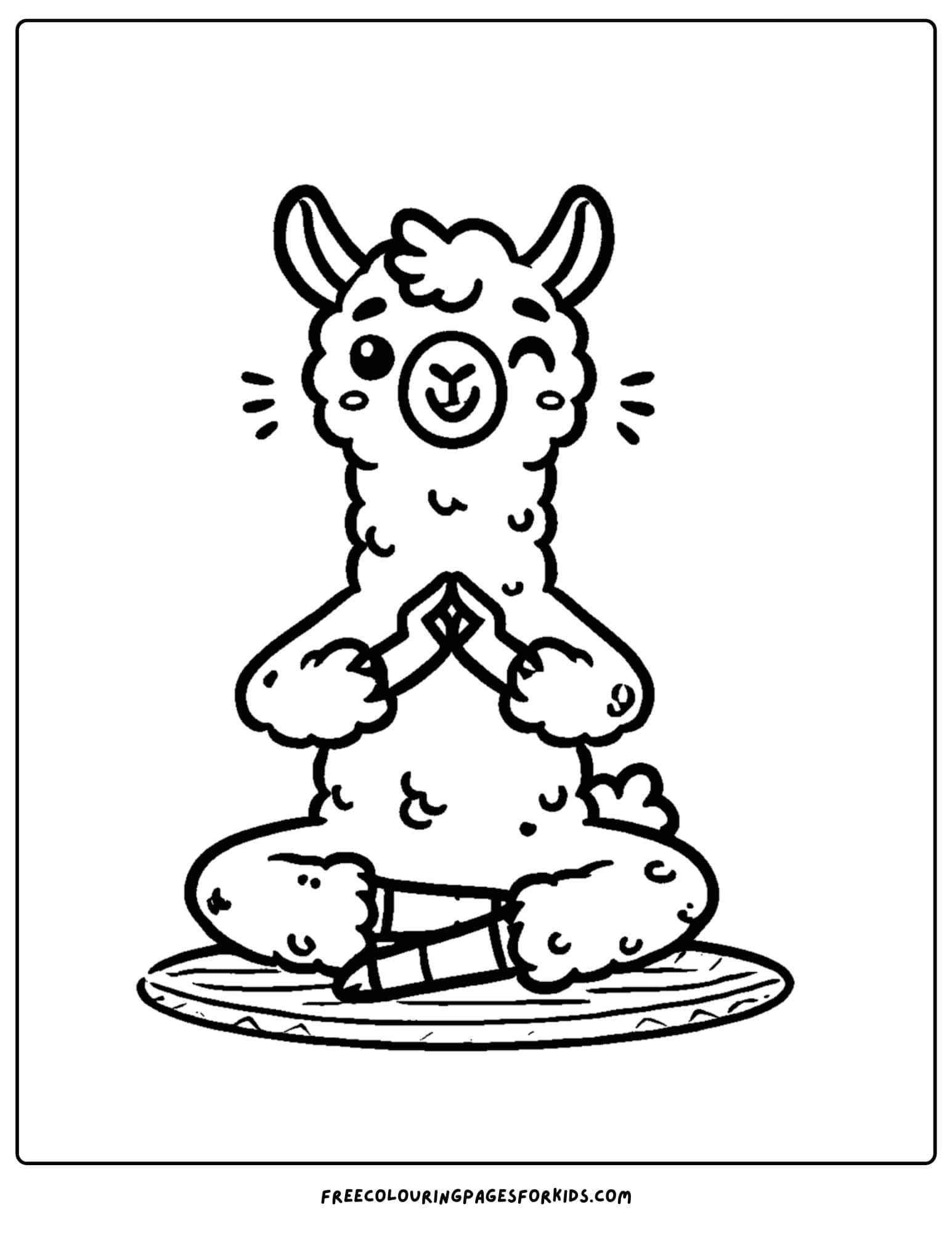 llama meditating coloring page