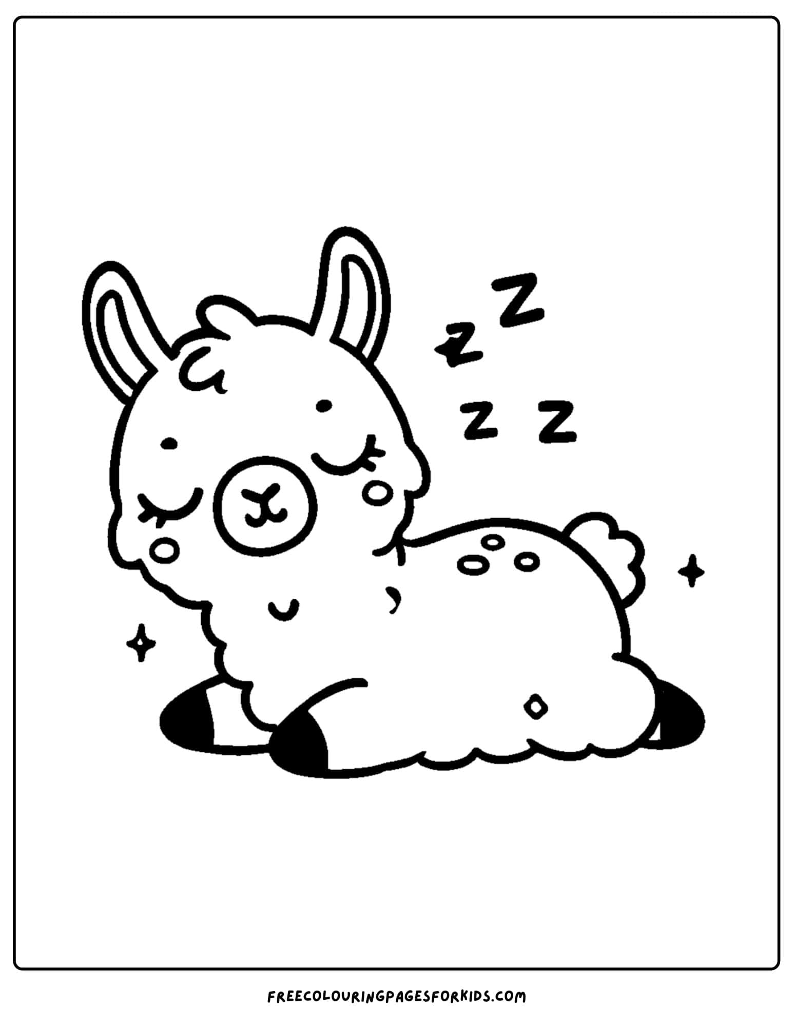 llama sleeping coloring page