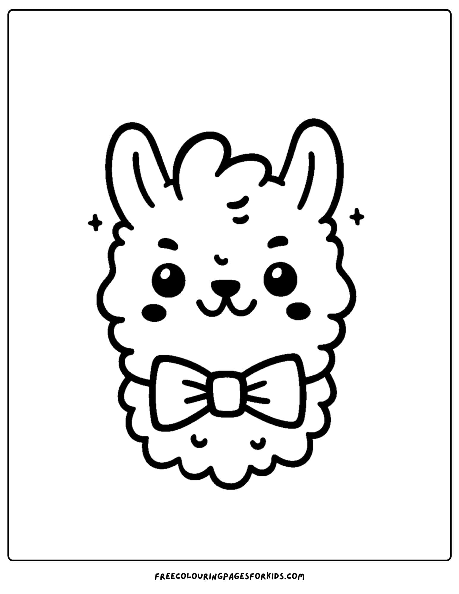 llama wearing a bowtie coloring page