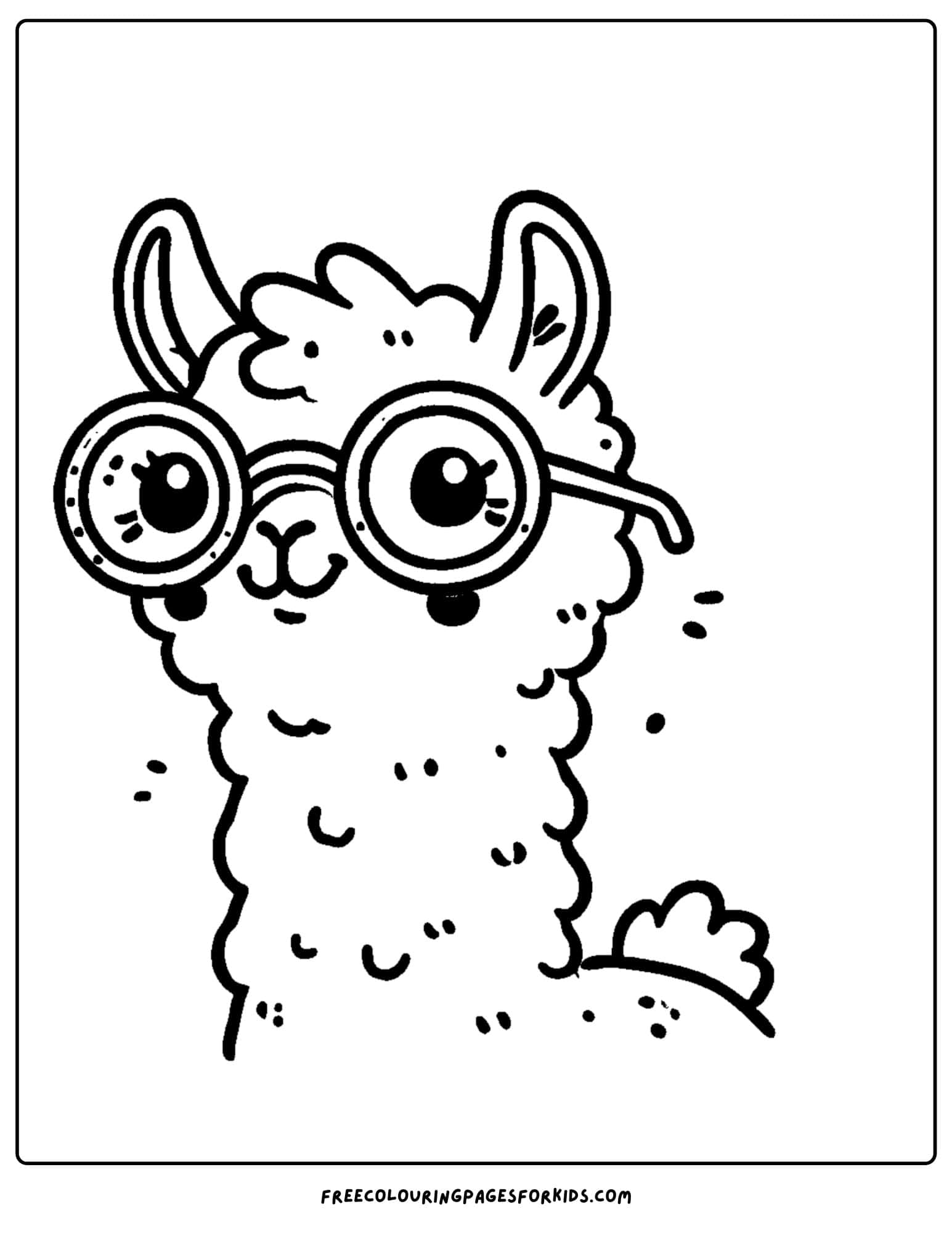 llama wearing glasses coloring page