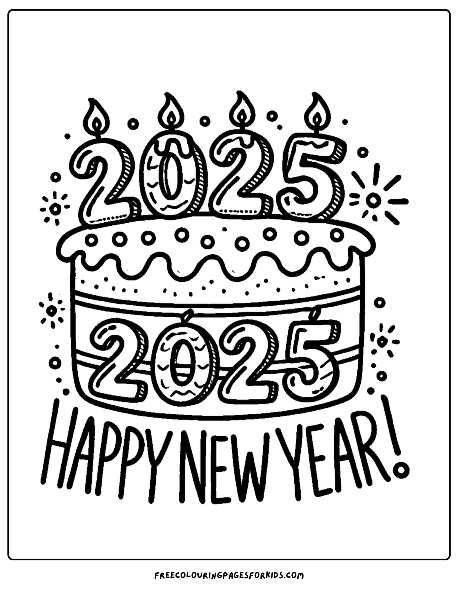 happy new year cake coloring page