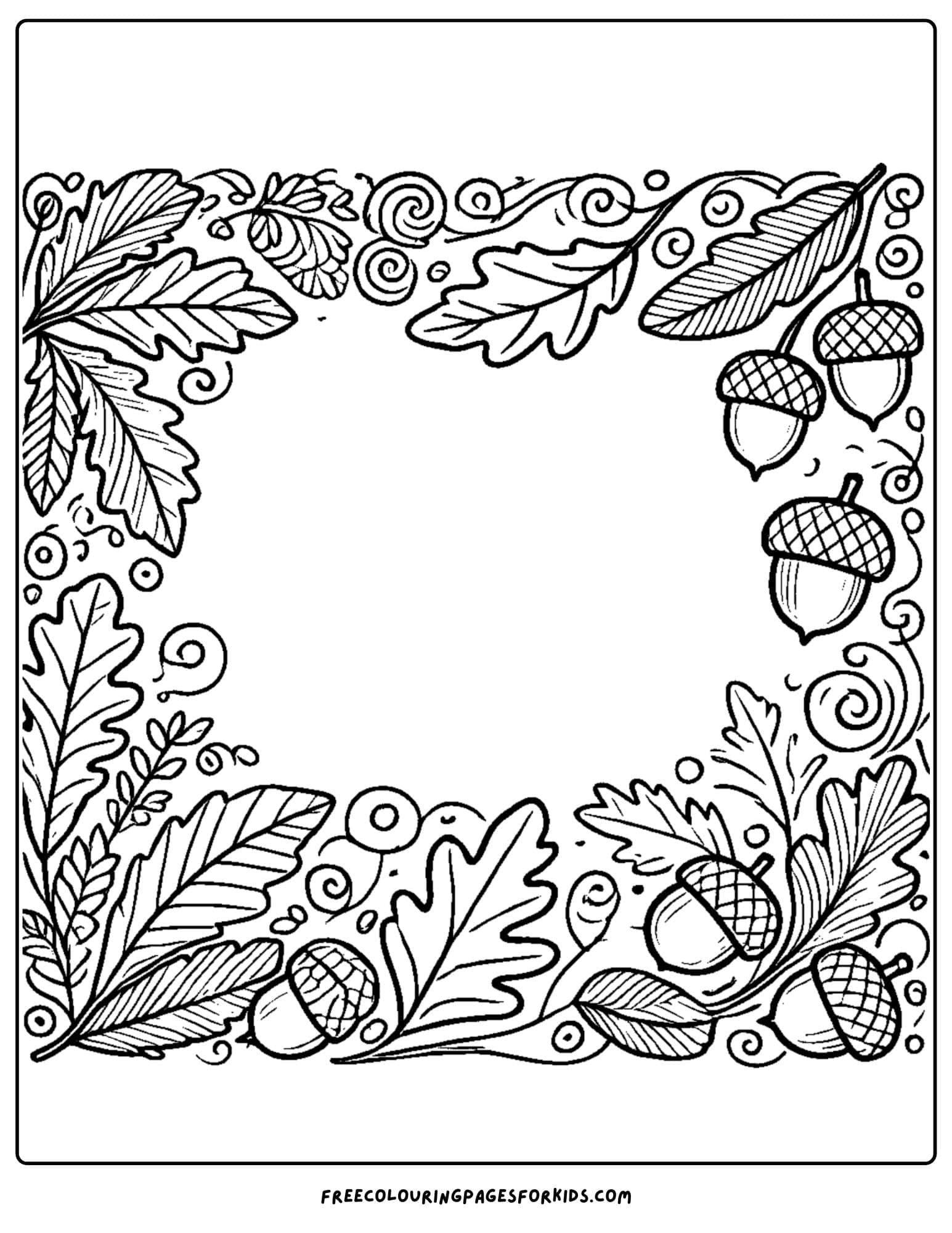 fall themed page border coloring page