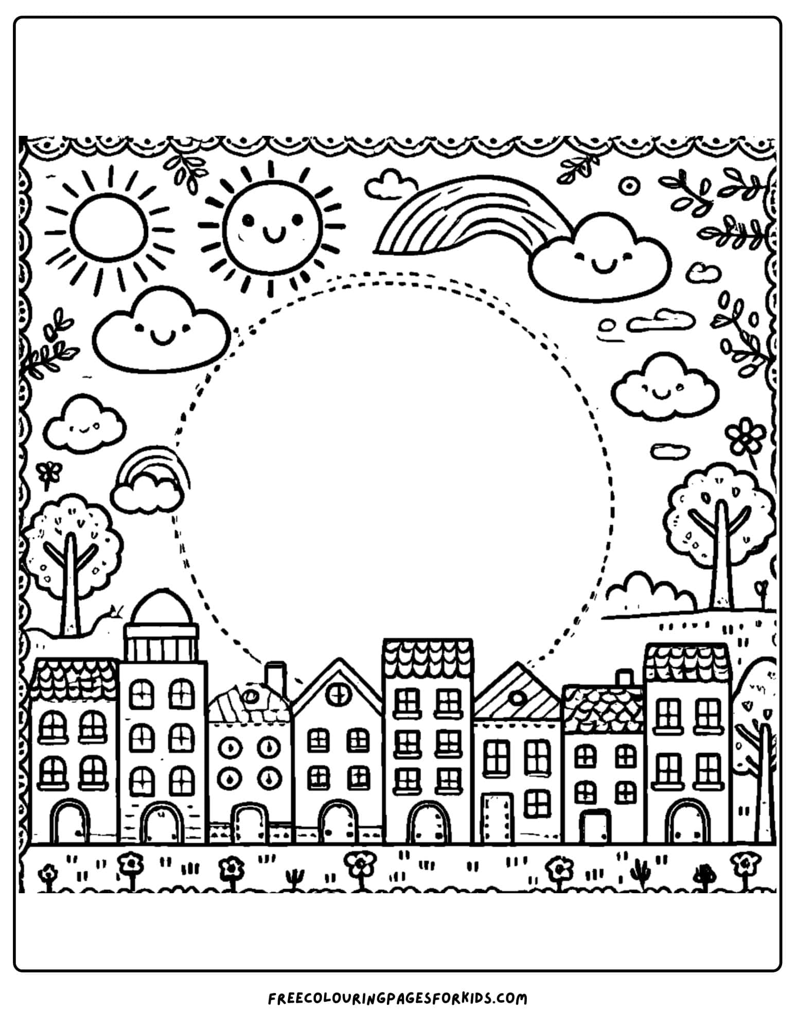 city themed page border coloring page