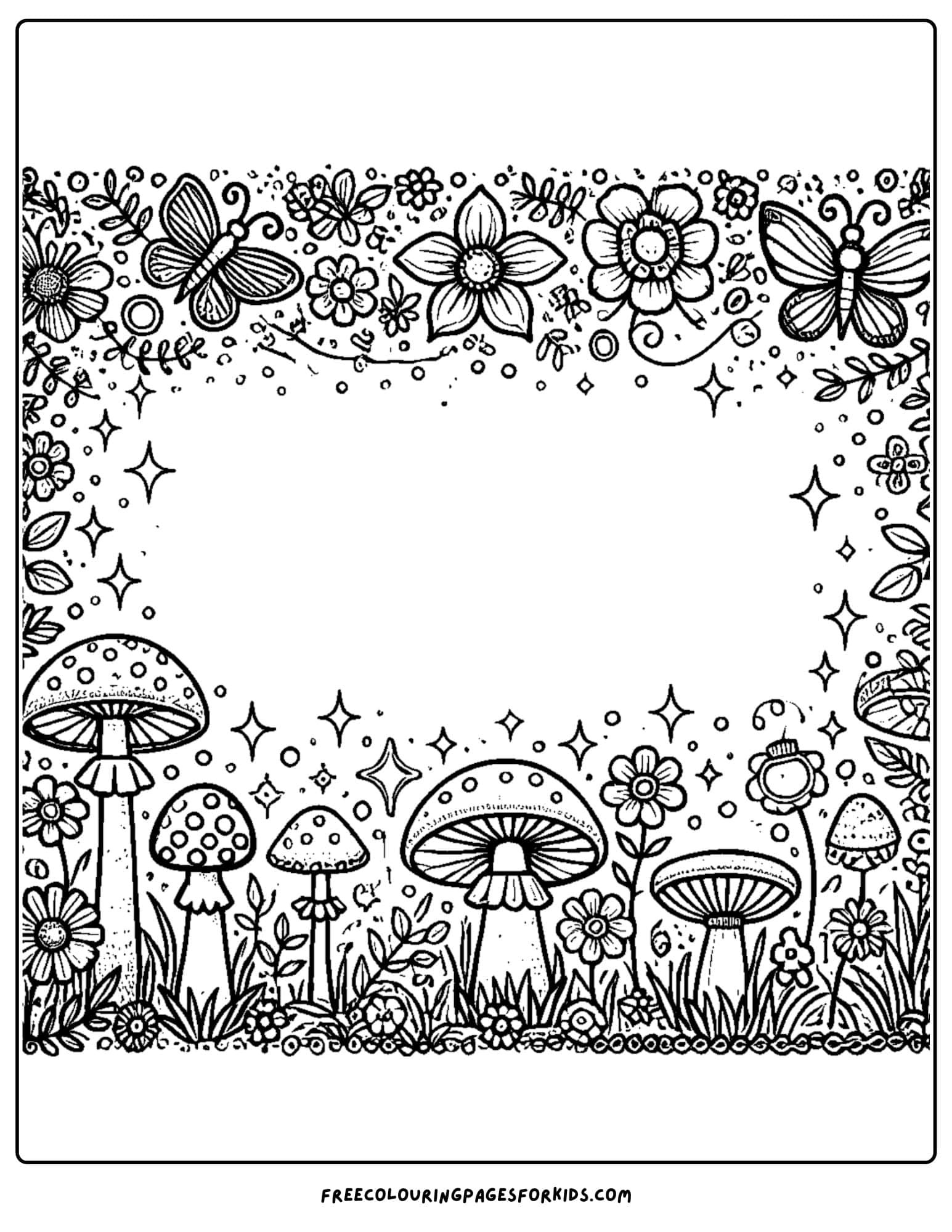 fairy themed page border coloring page