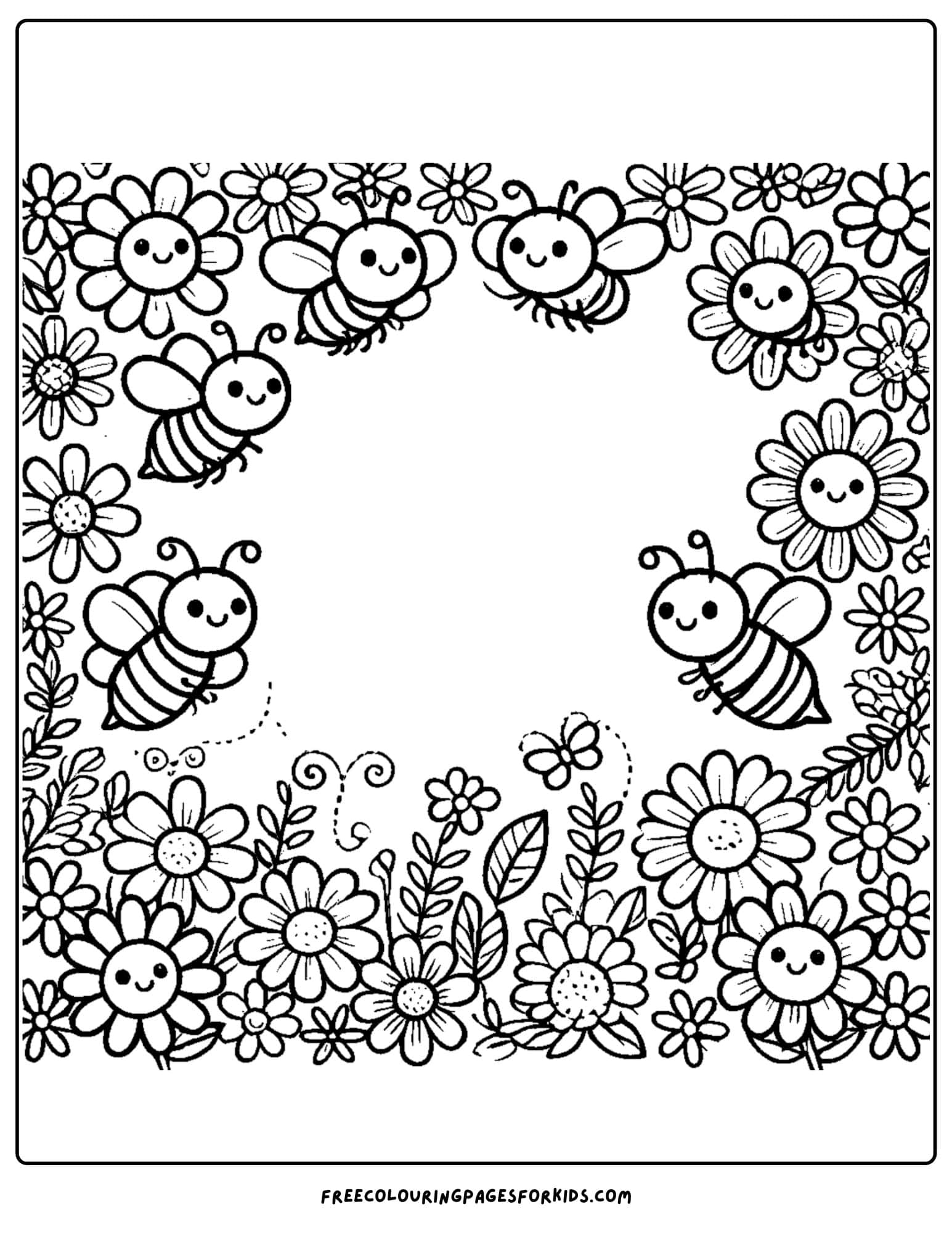 garden themed page border coloring page