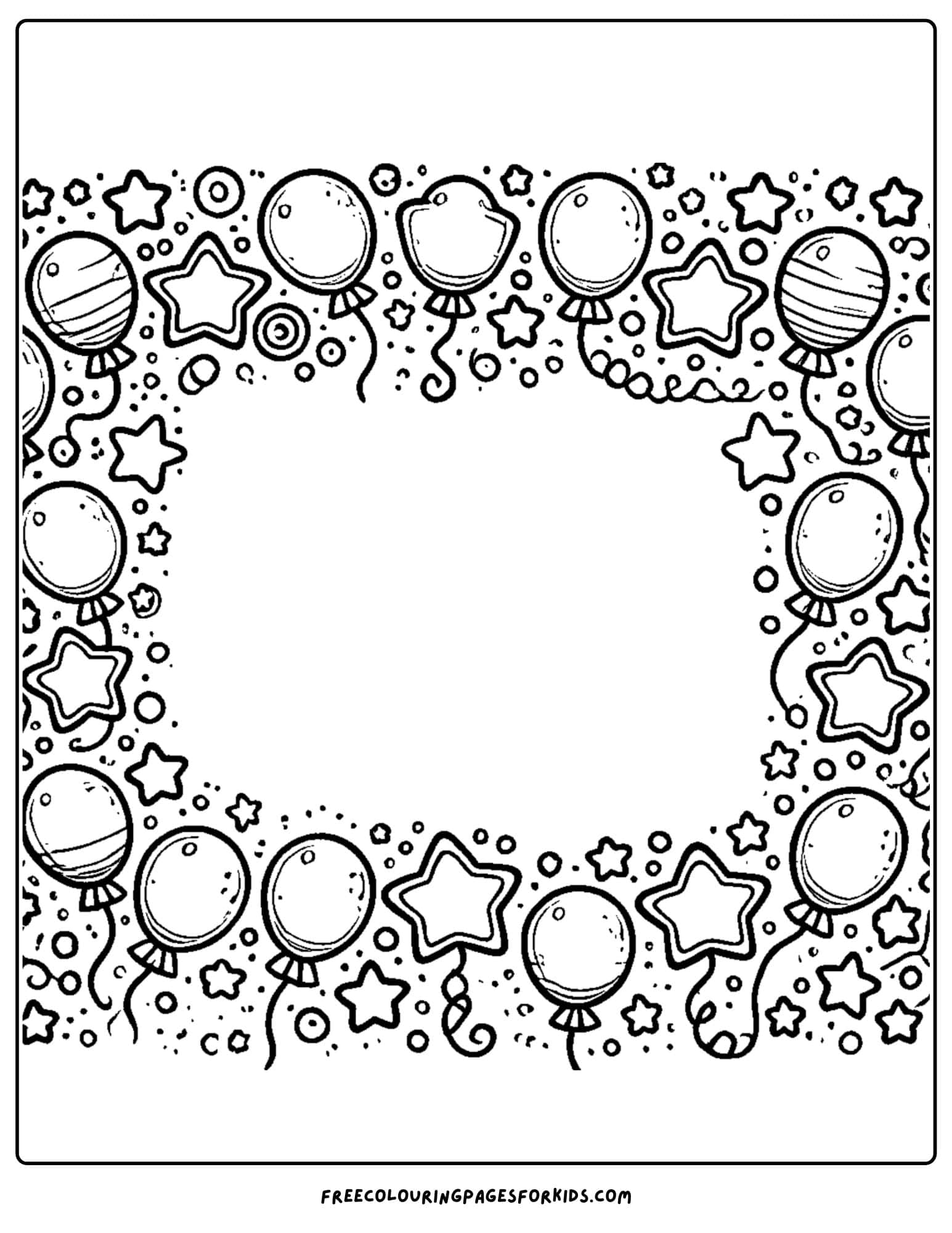 balloon themed page border coloring page