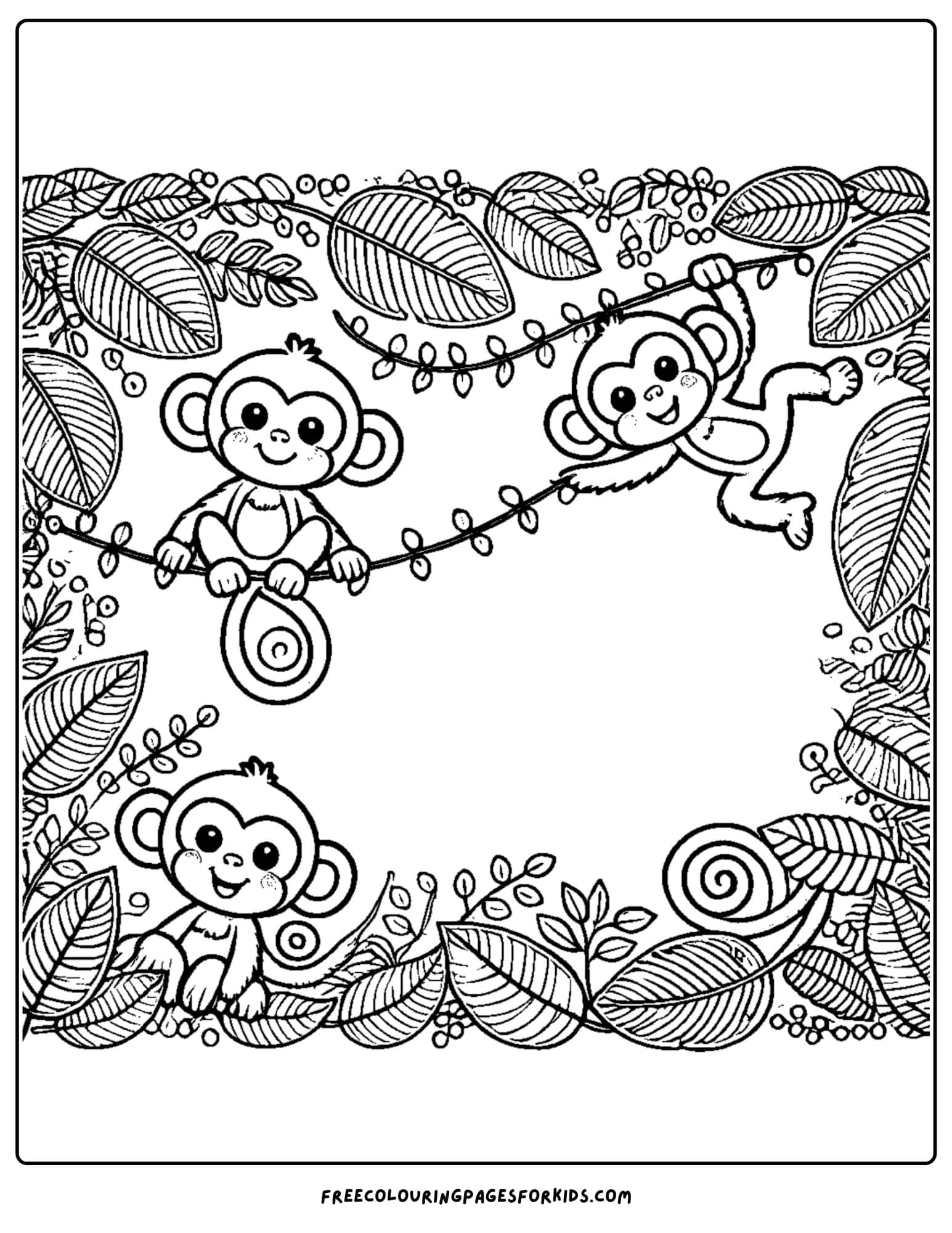 jungle themed page border coloring page