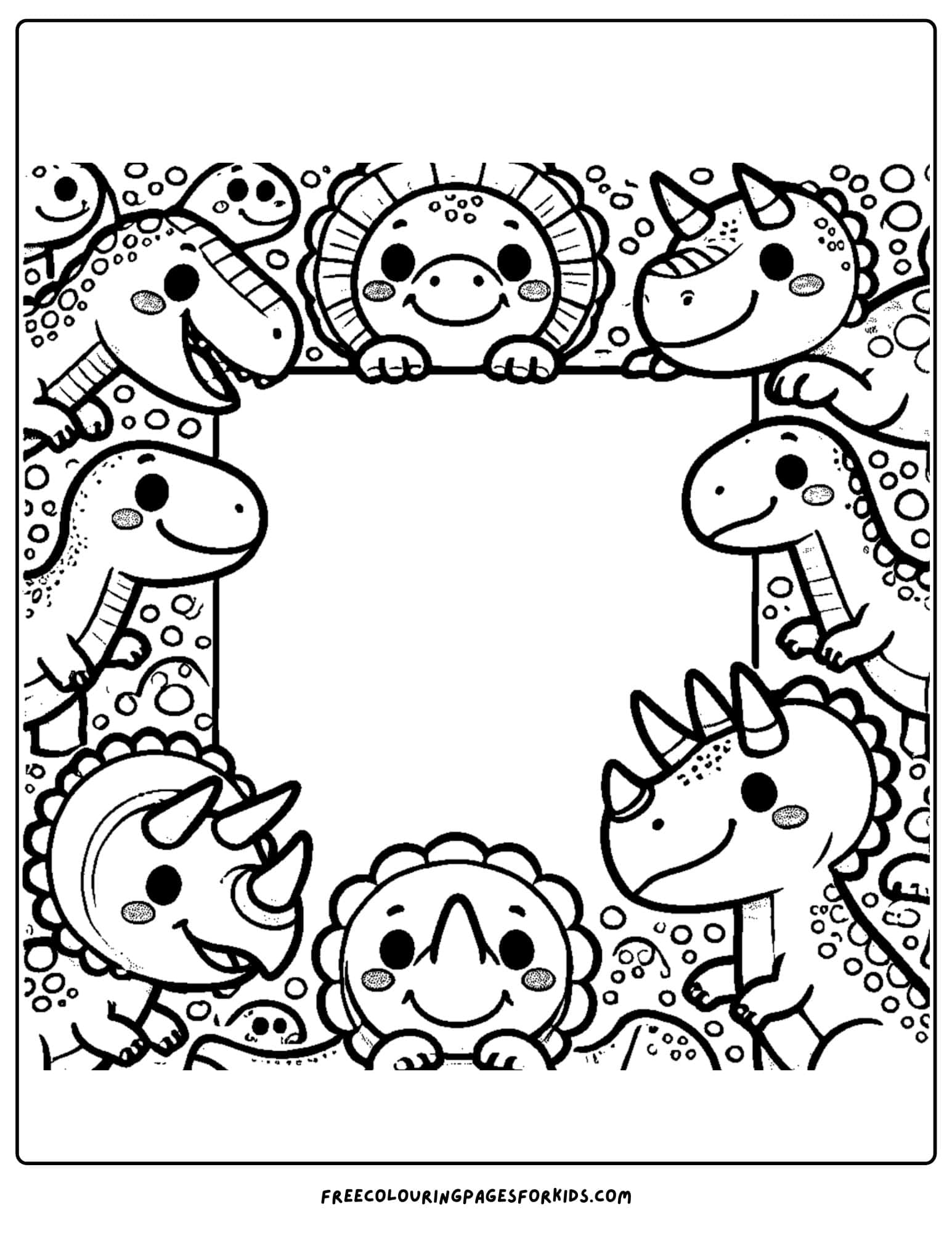 dinosaur themed page border coloring page