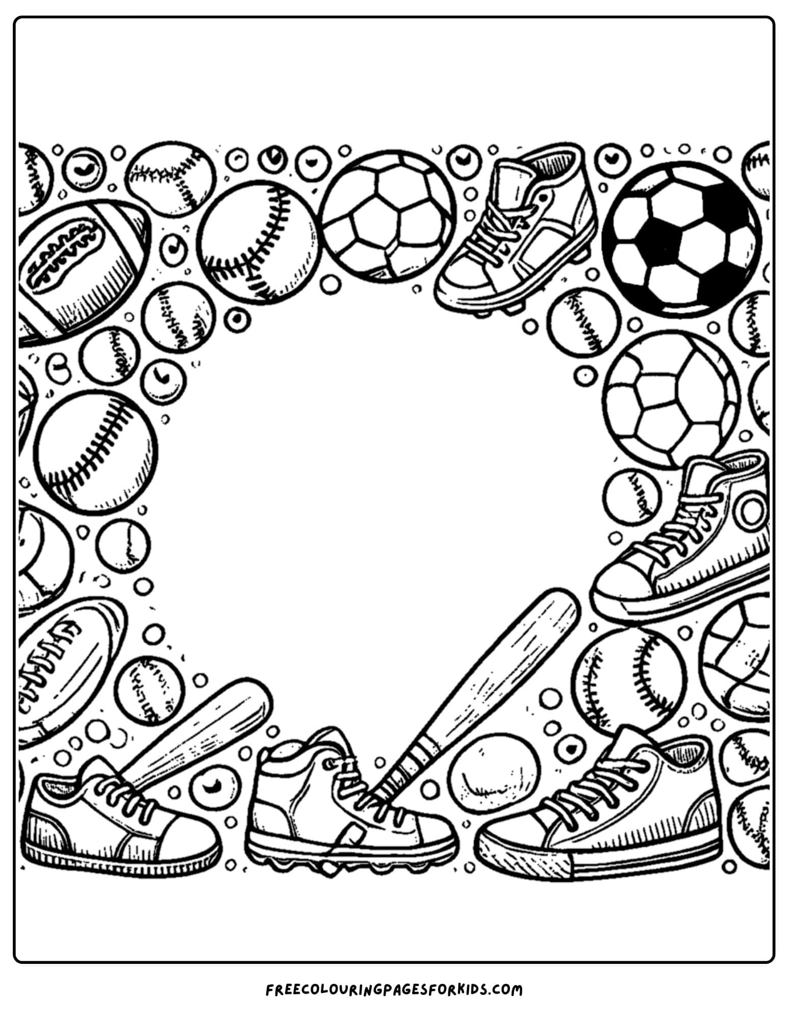 sports themed page border coloring page