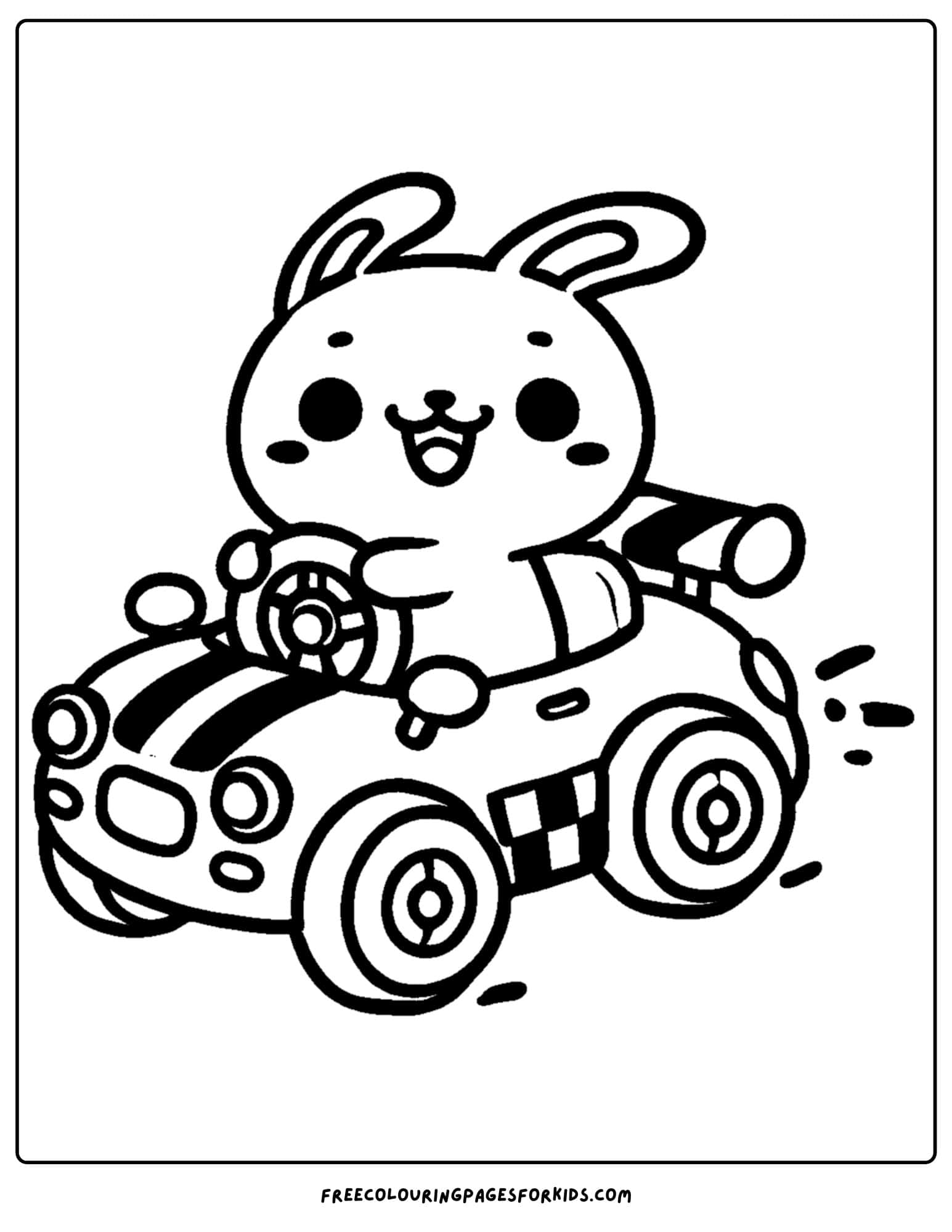 race car with animal driver coloring page