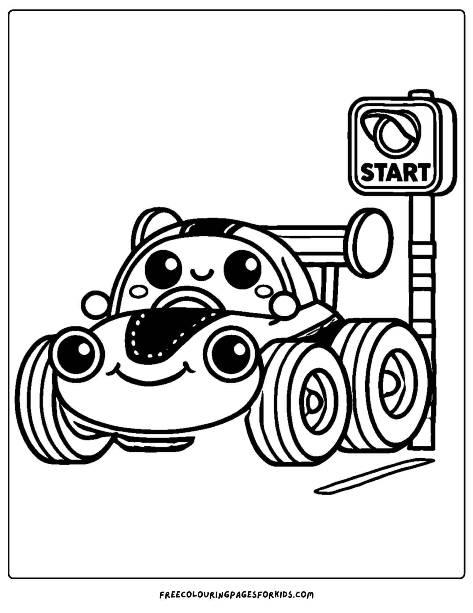 race car at start sign coloring page