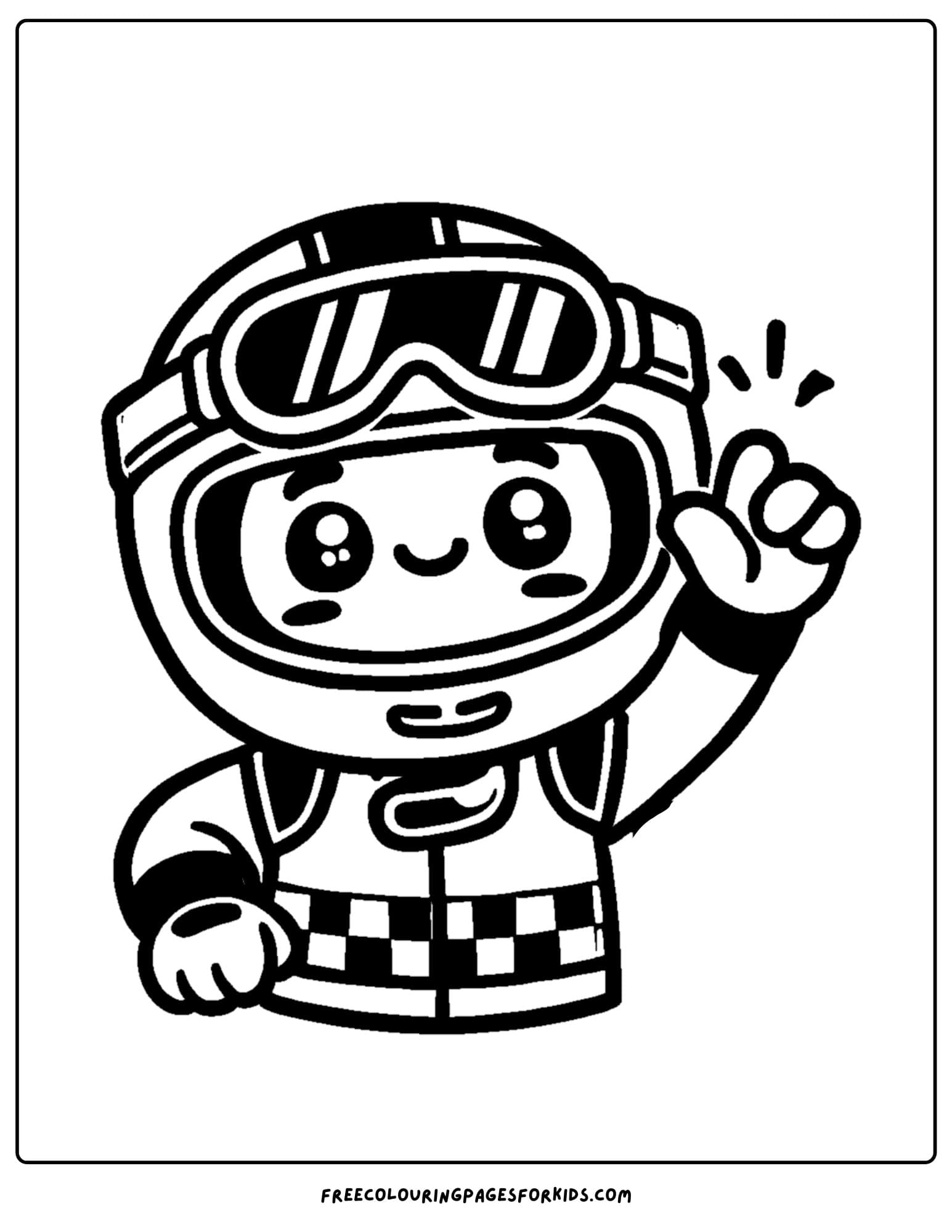 race car driver wearing a helmet coloring page