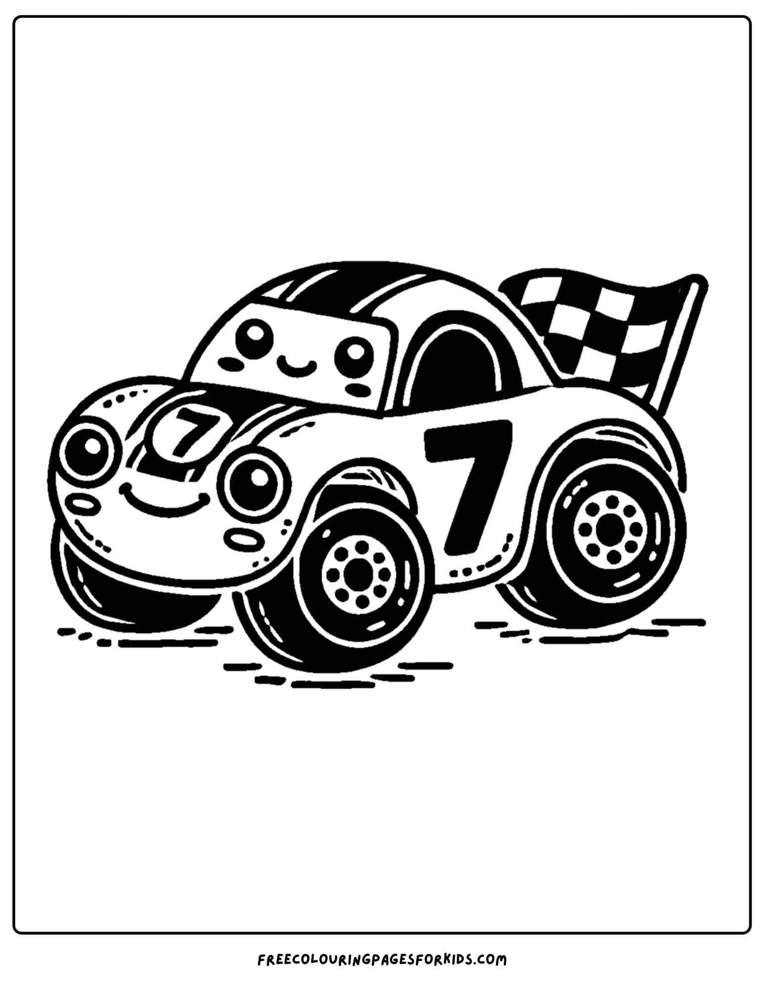 race car with a number on the door coloring page