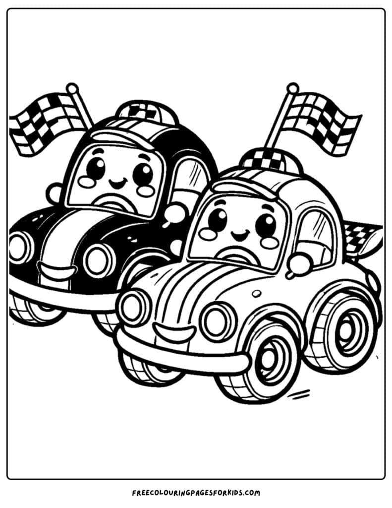 Two Cars Racing Coloring Page 30 Race Car Coloring Pages