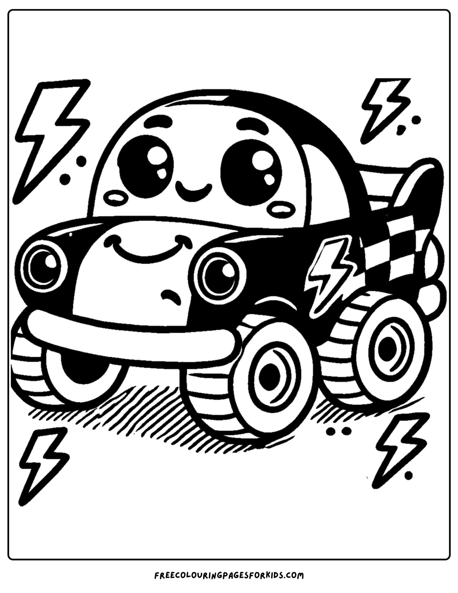 race car with lightening bolts coloring page