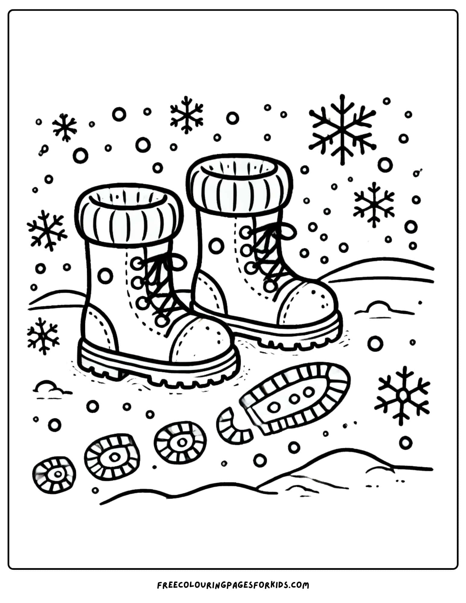 snow boots coloring page