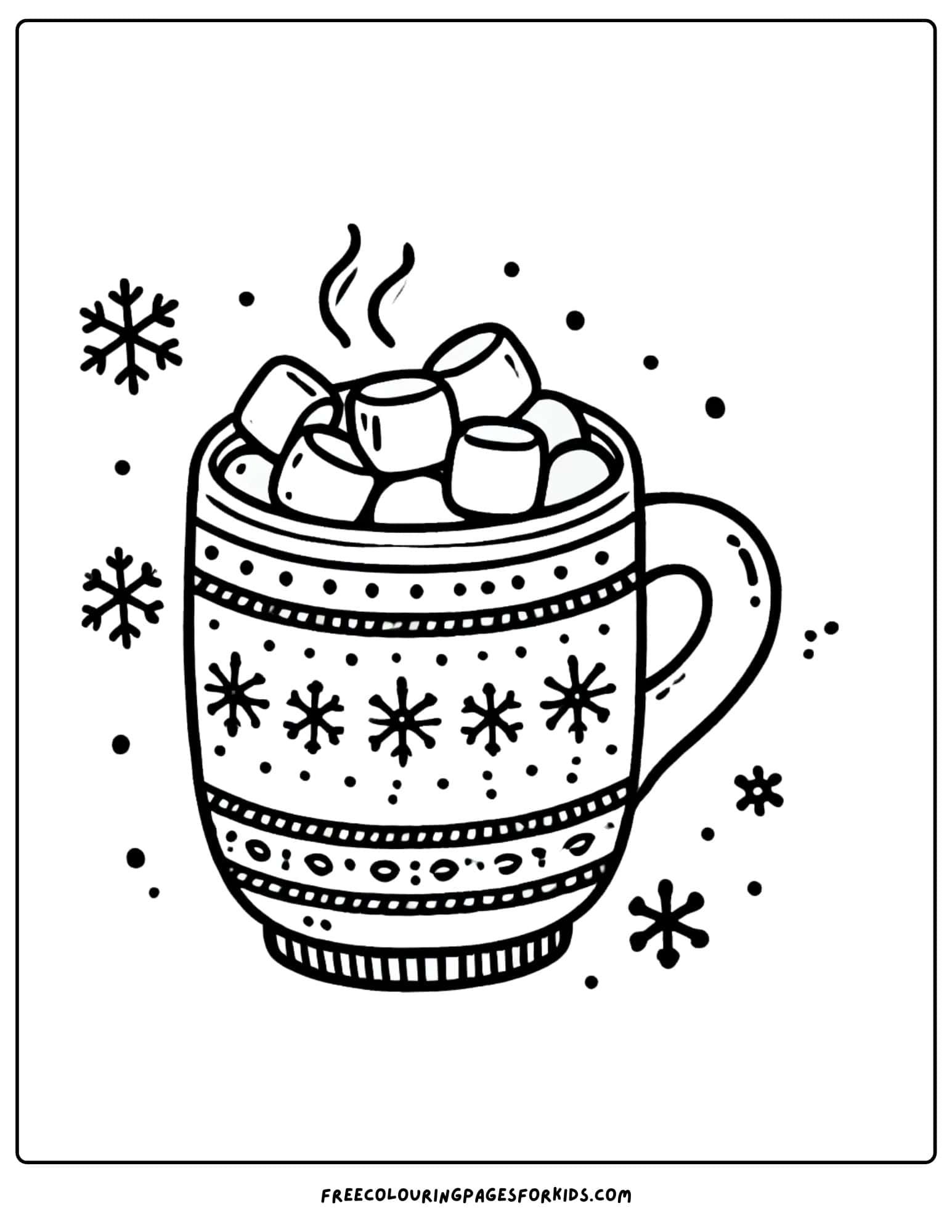 snow day hot cocoa coloring page