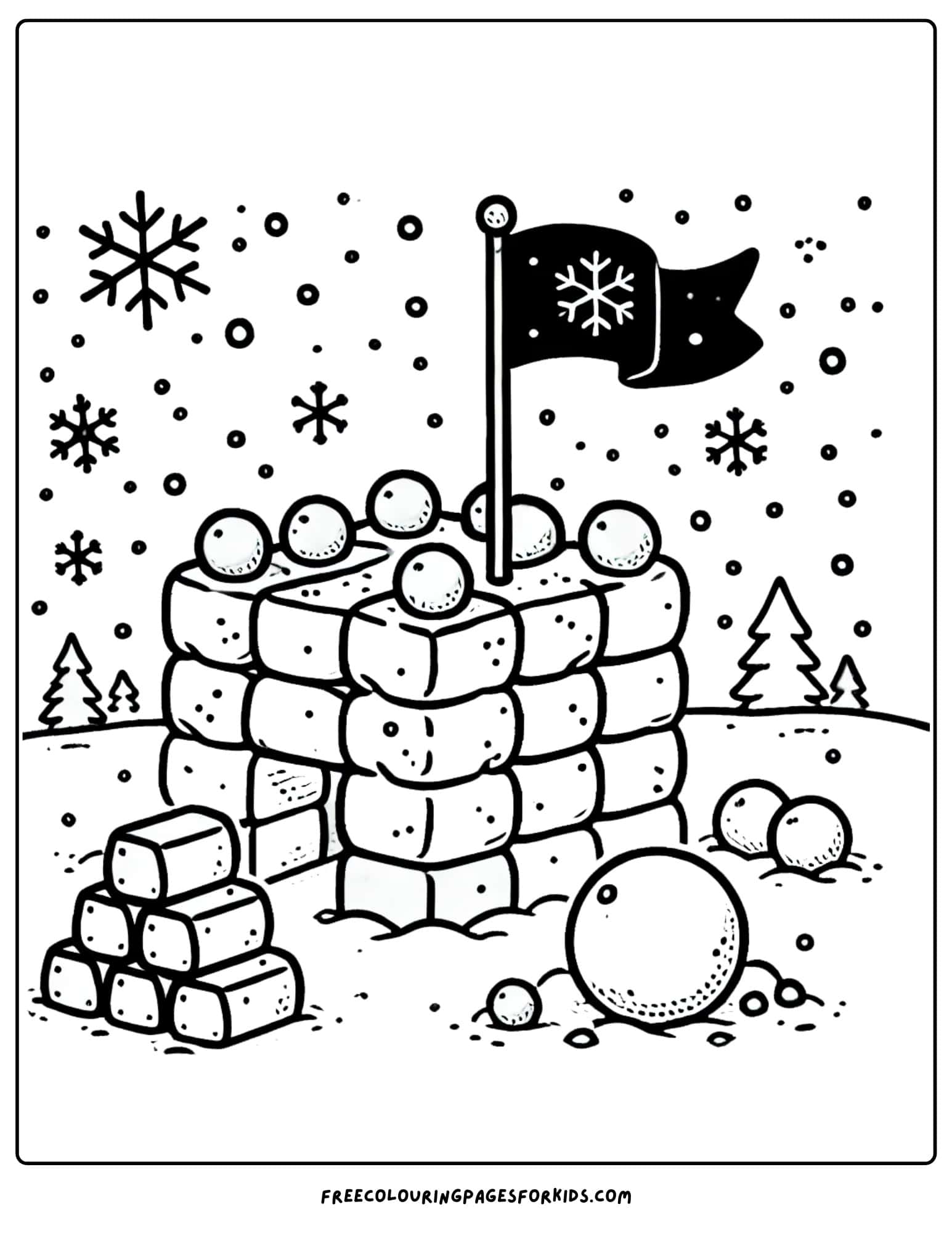 snow fort coloring page