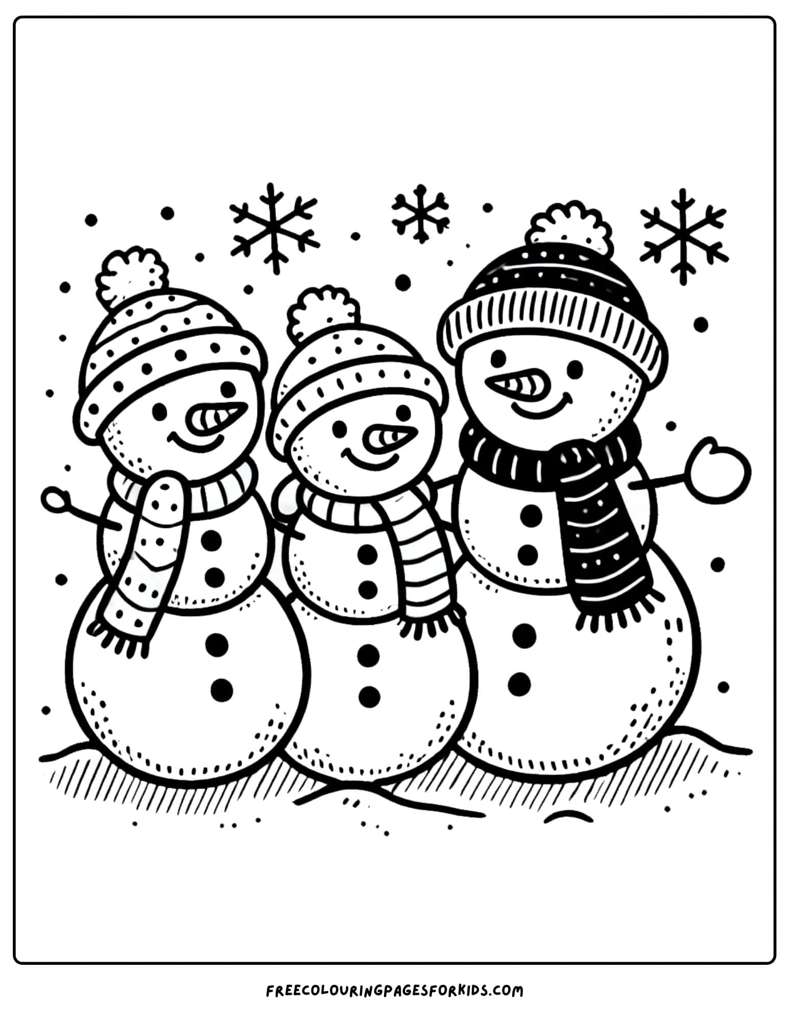 snowman family coloring page