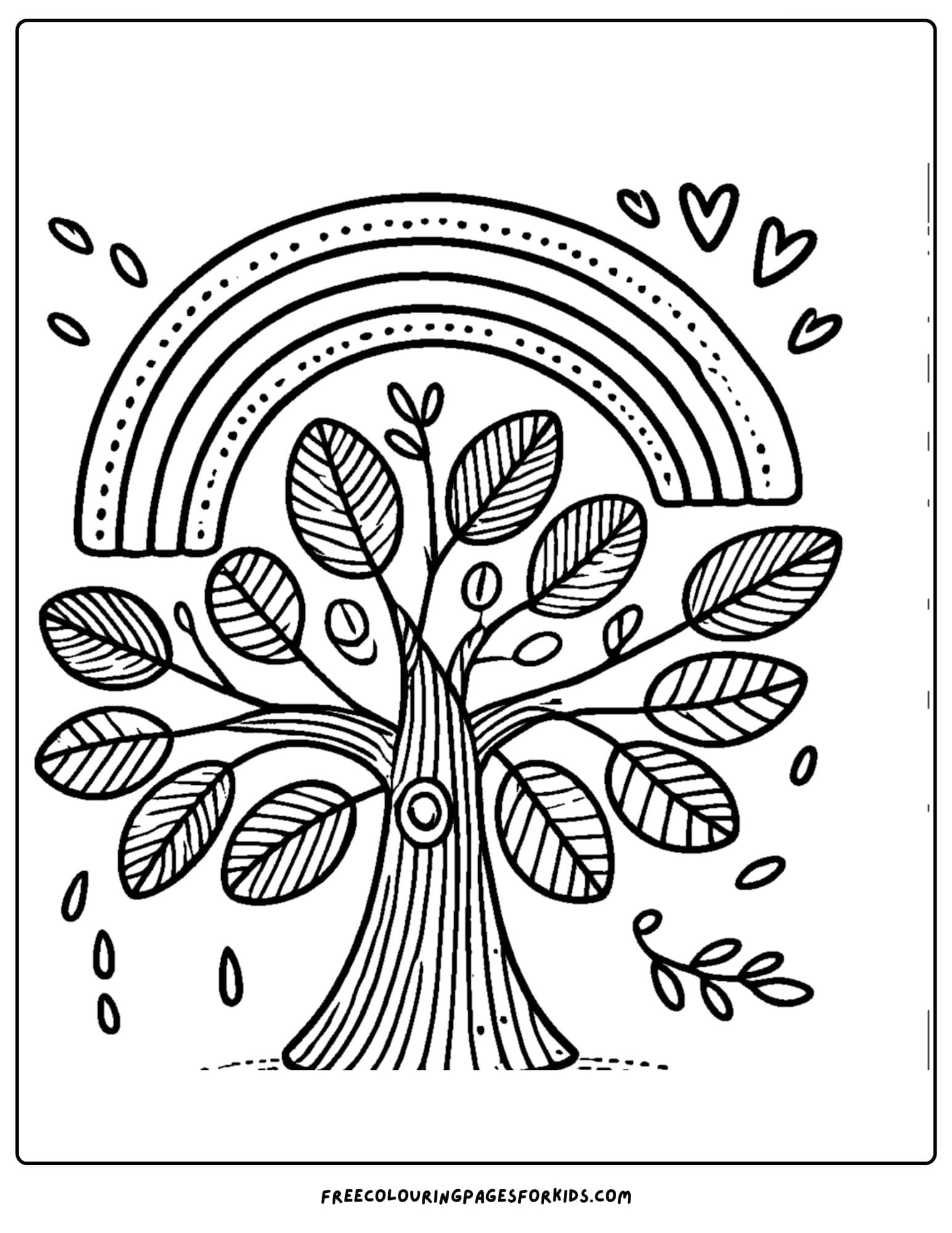 tree with a rainbow coloring page