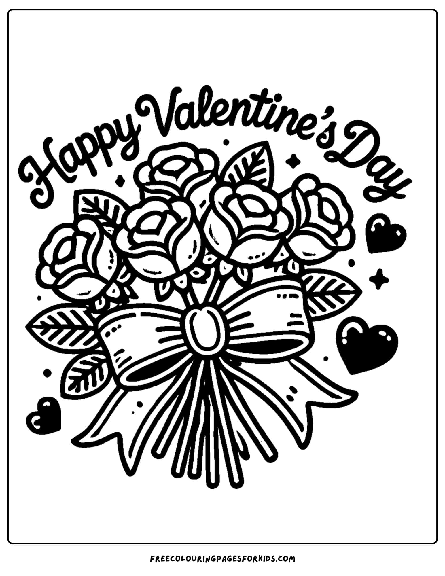 valentine day bouquet of flowers coloring page