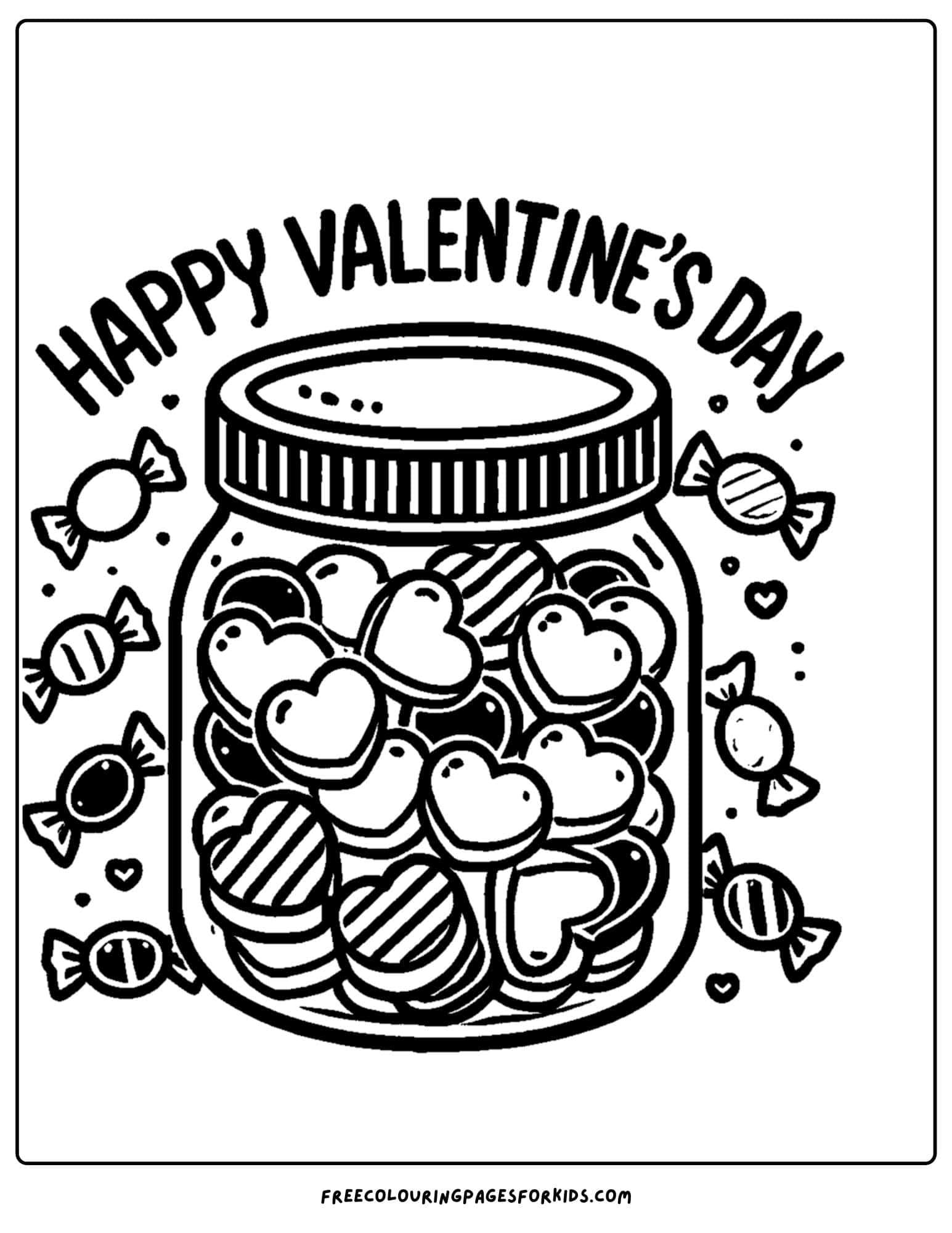 valentine day jar of hearts coloring page