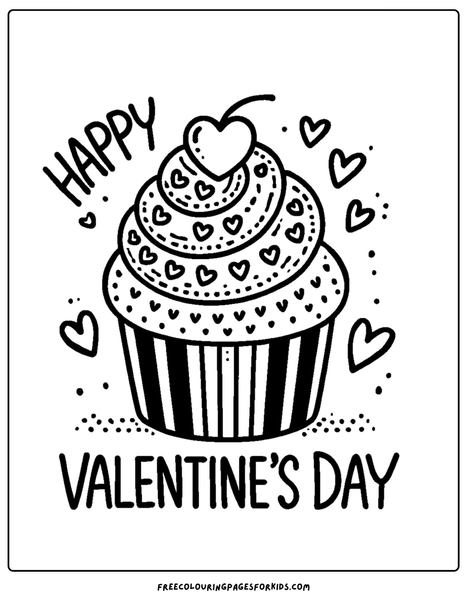 valentine day cupcake coloring page