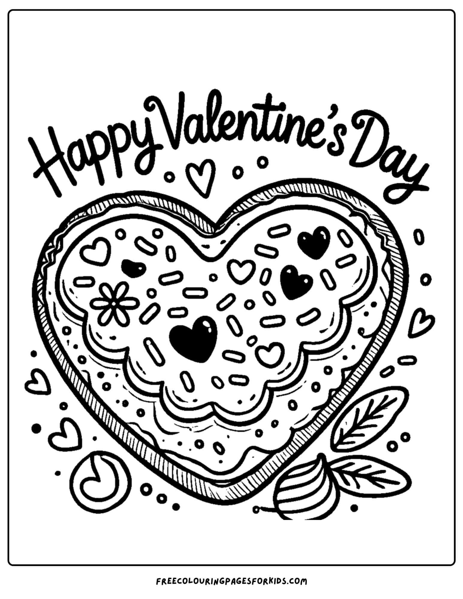 valentine day heart shaped cookie coloring page