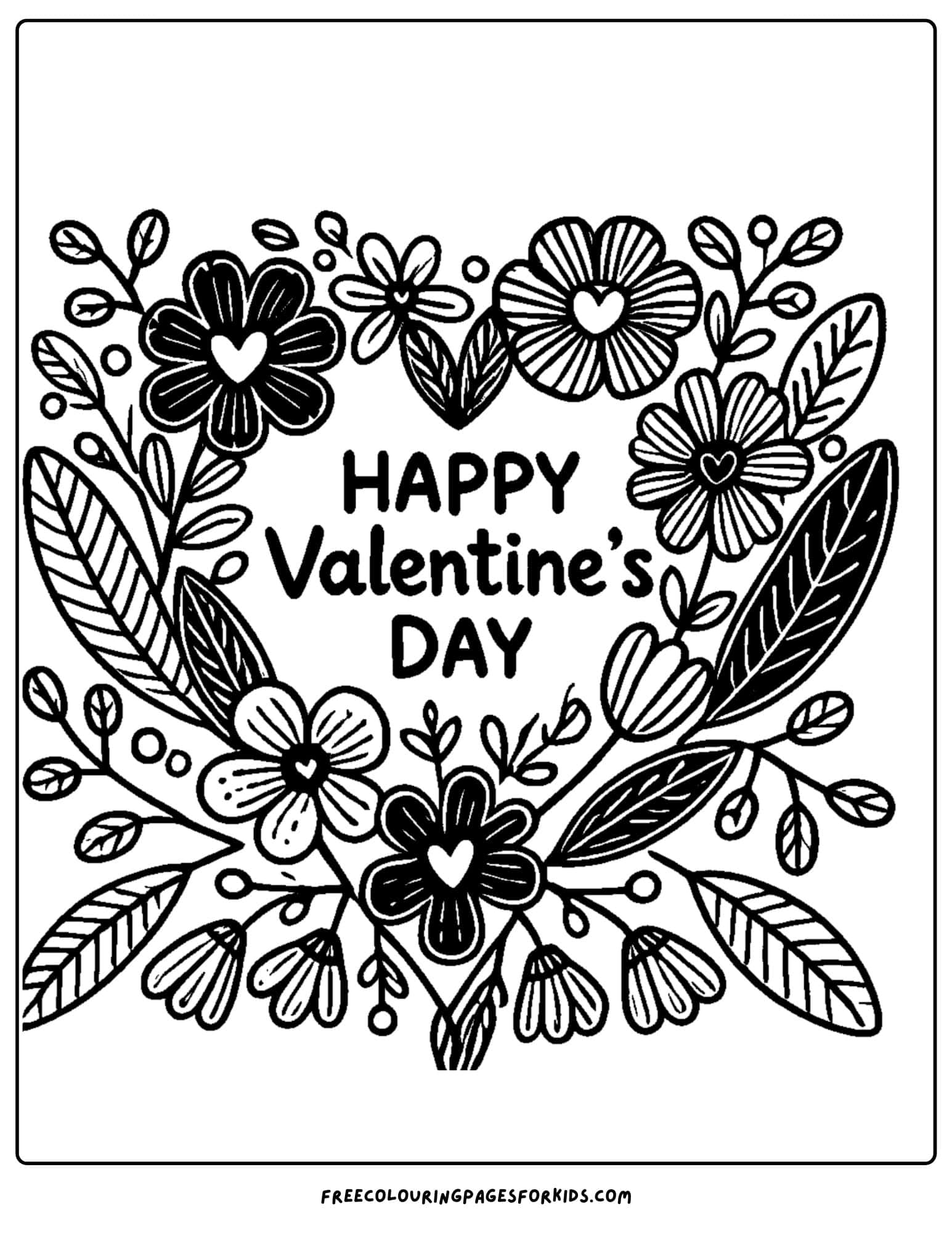 valentine day loving wreath coloring page