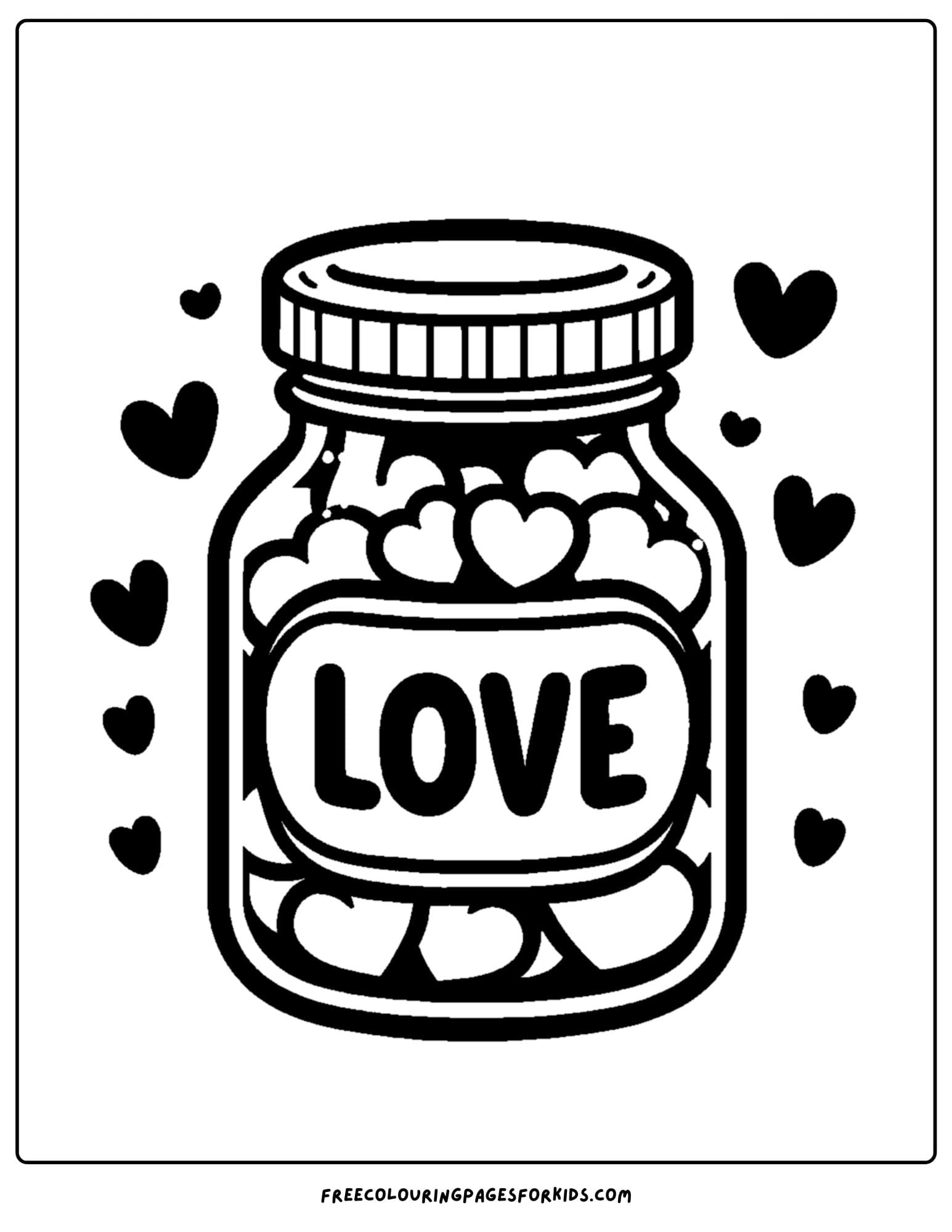 valentine day jar of love coloring page