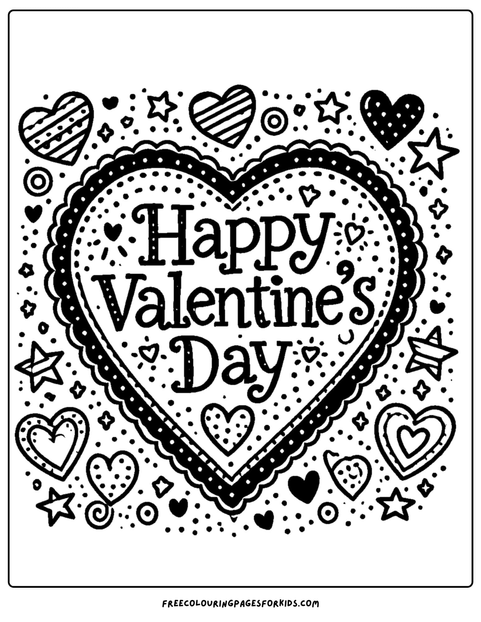 valentine day large heart coloring page