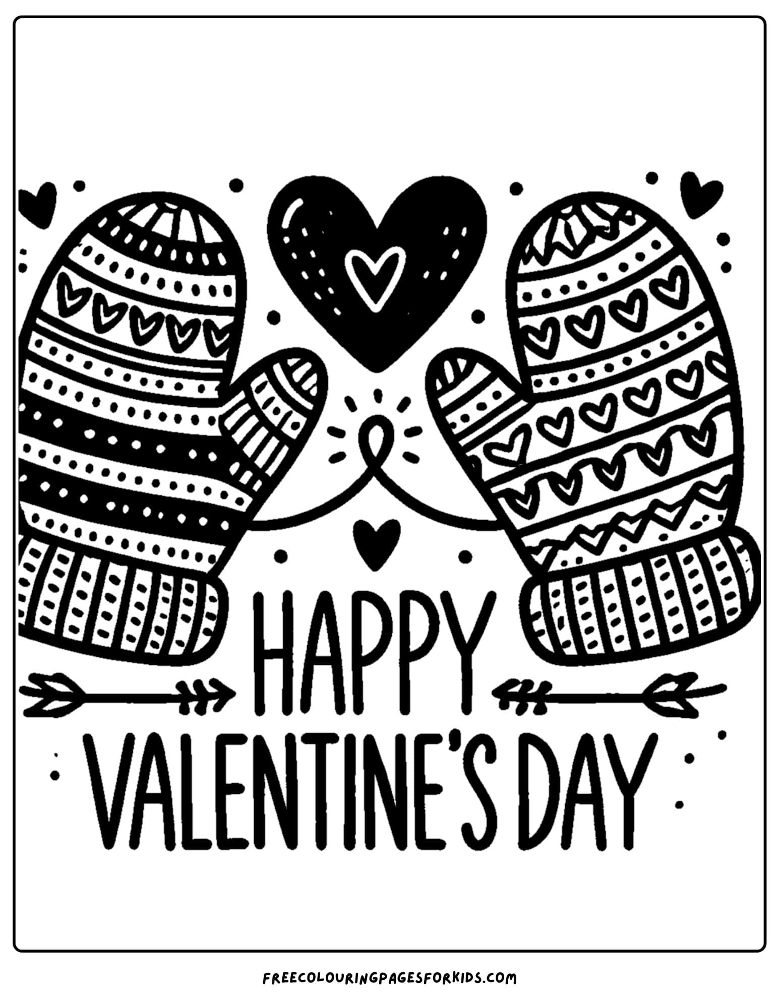 valentine day mittens coloring page