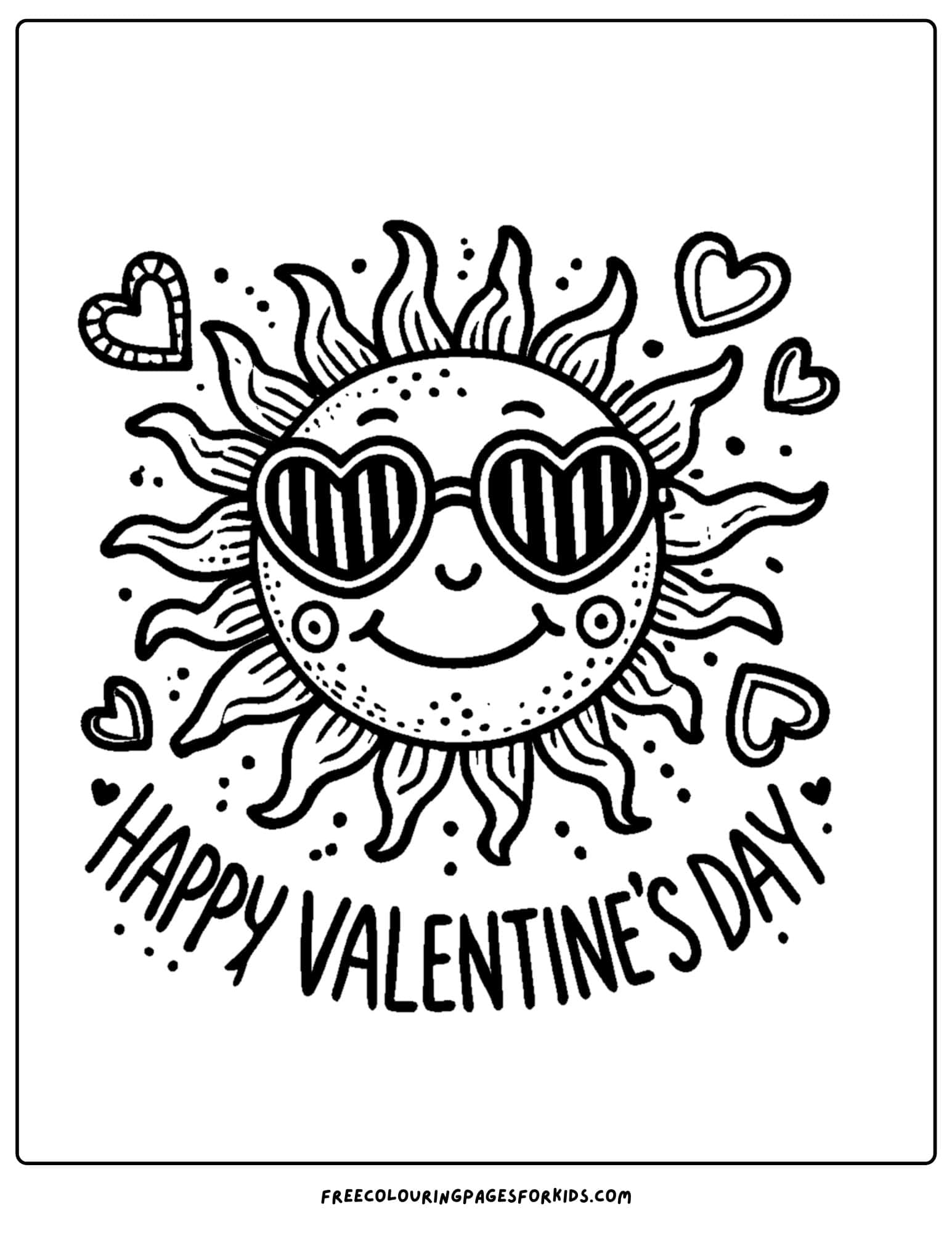 valentine day happy valentine sun coloring page