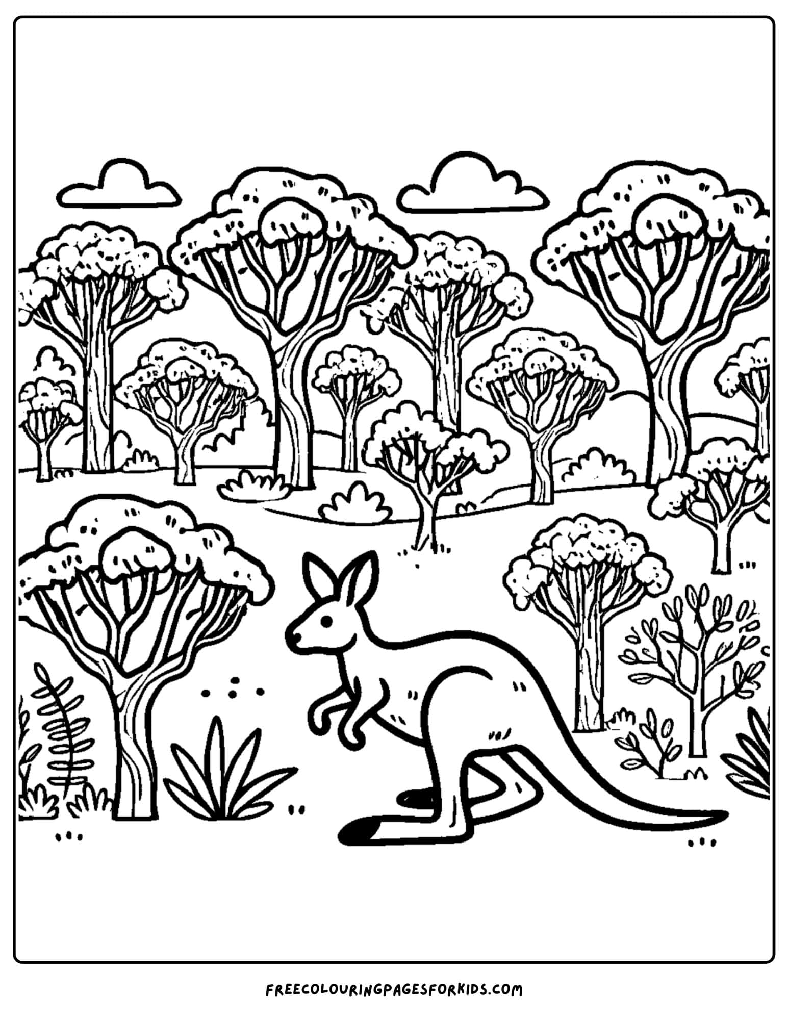 australia day bush scene coloring page