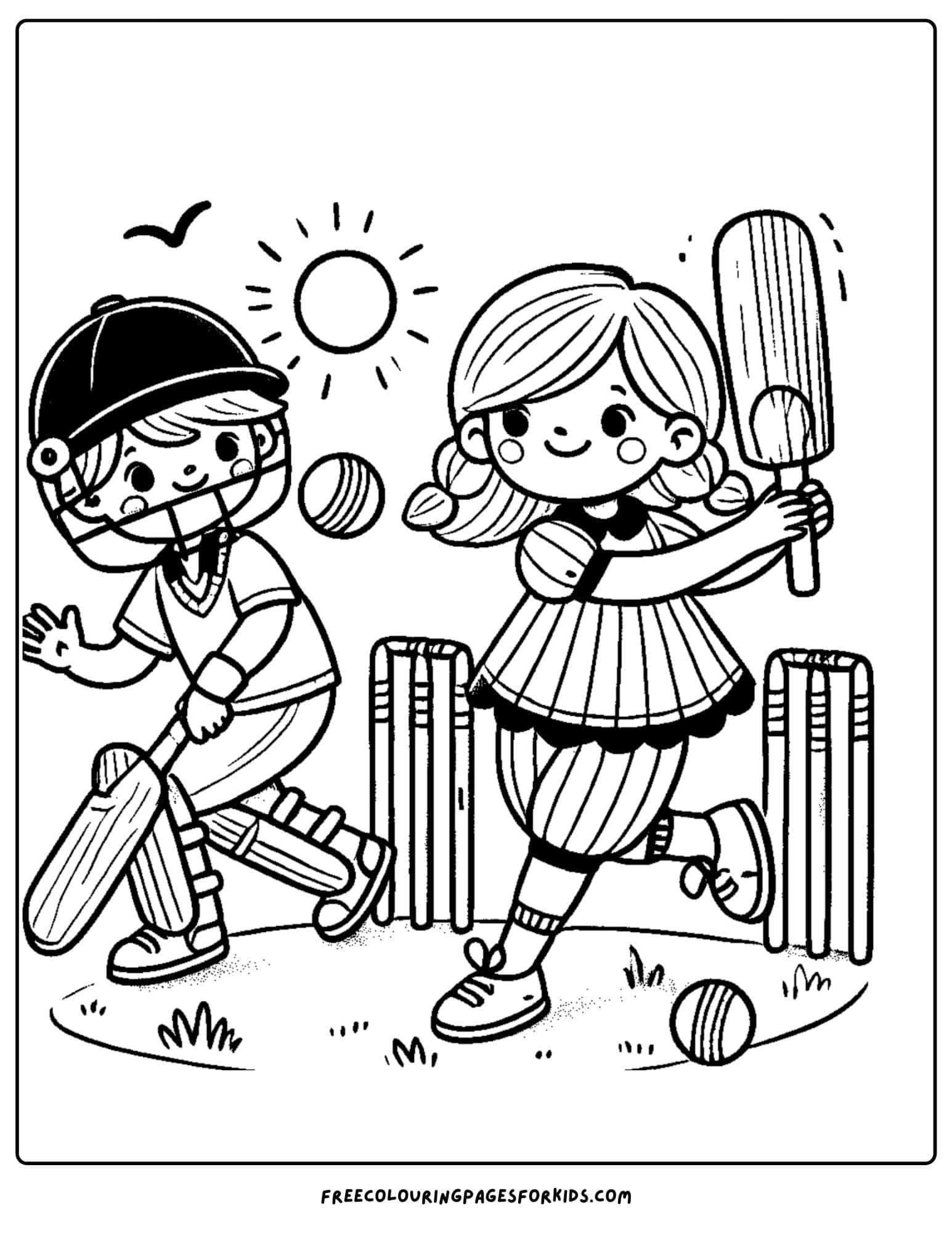 australia day cricket coloring page