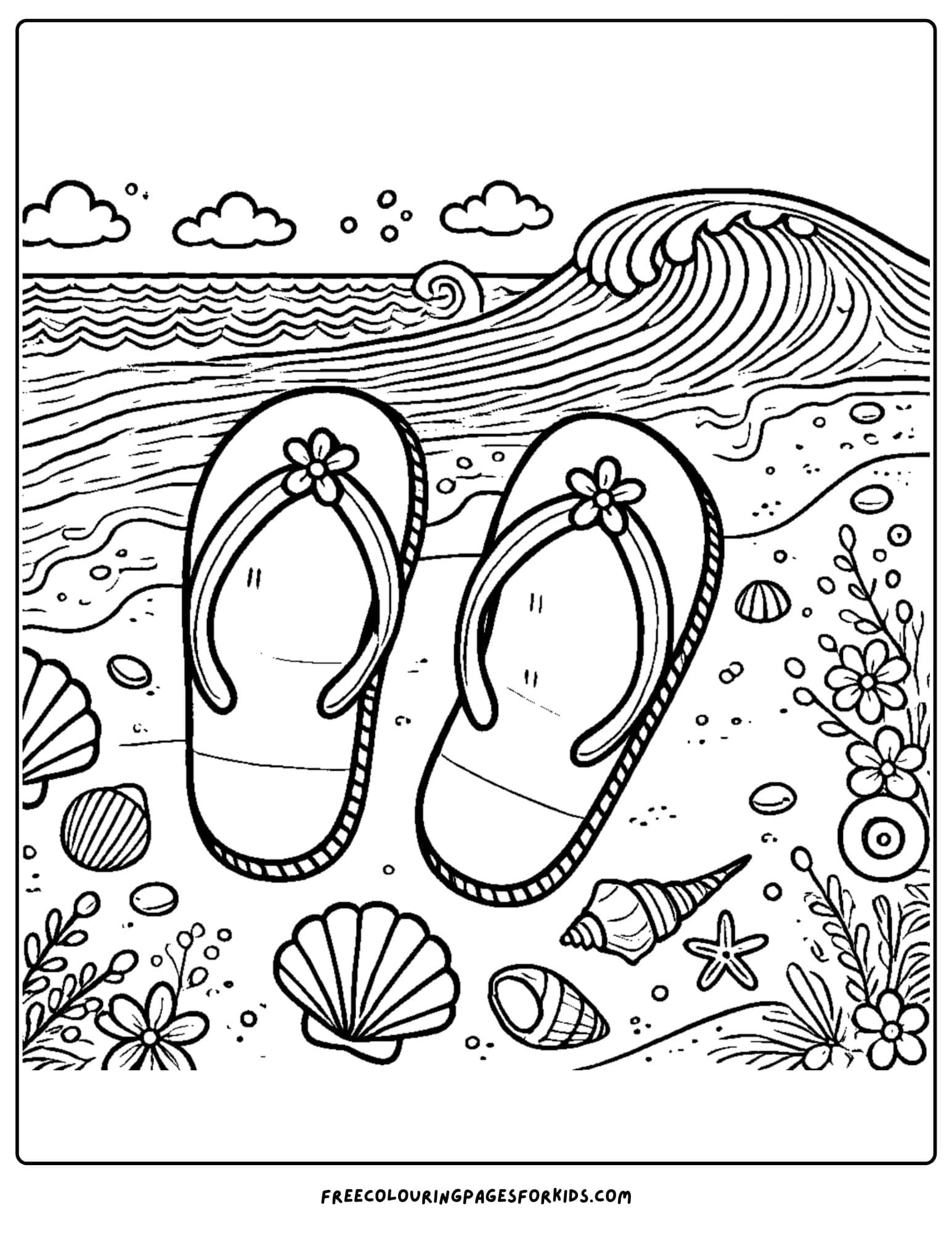 australia day flip flops on the beach coloring page