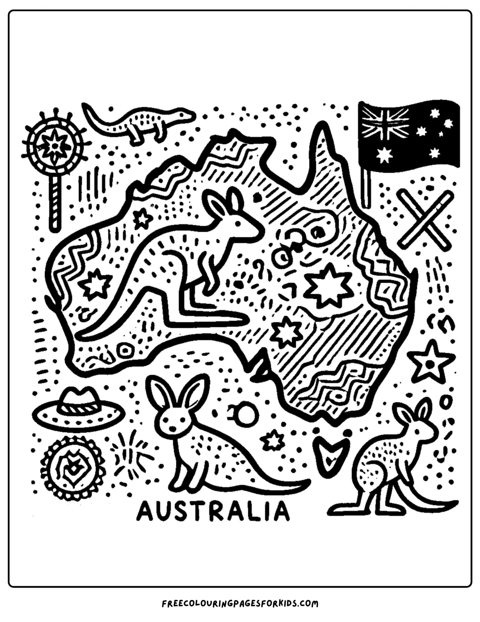 australia day map coloring page