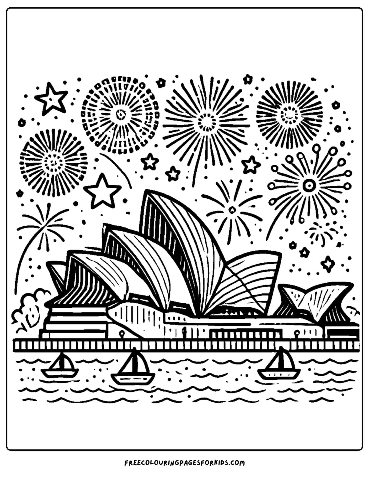 australia day opera house coloring page